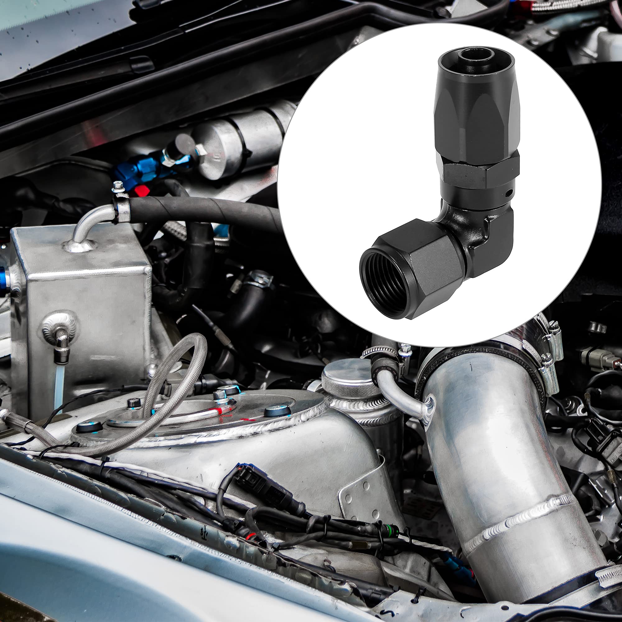 X AUTOHAUX AN8 Acoplador giratorio de 90 grados Línea de combustible Manguera de aceite de combustible para coche