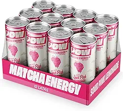 POW Green Energy, Pink Lemonade | Push Matcha Energético | Energia Natural, Antioxidante, Cafeína, L-Teanina | 310ml (Pack de 12 Latas)