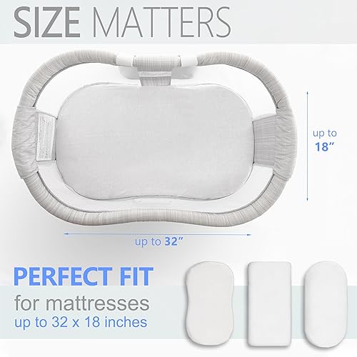 Miniatura 2 de VOLHA&CO - Sábanas bajeras de moisés para colchón rectangular ovalado de reloj de arena, neutrales para bebés niños y niñas, 100% algodón de punto