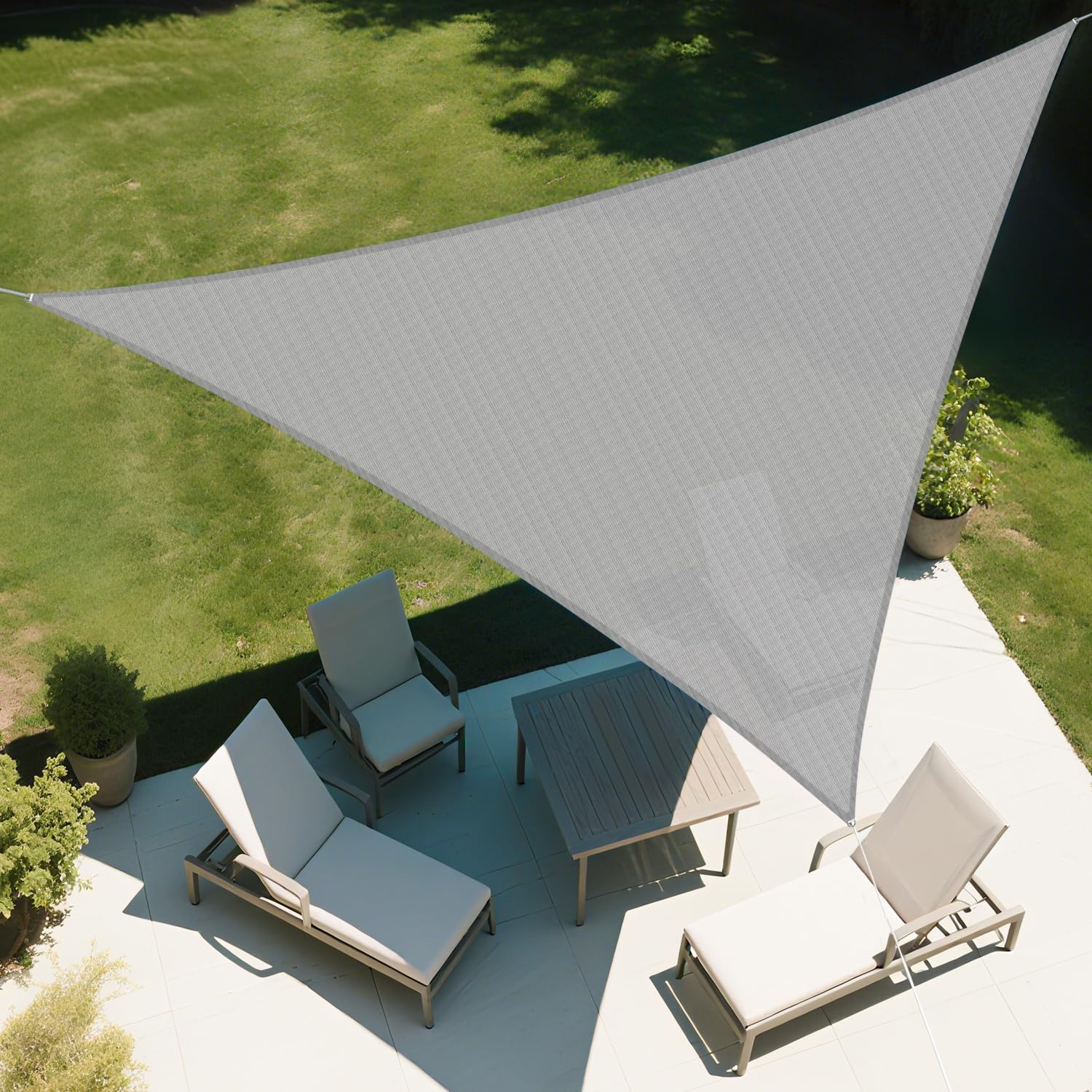 SunnyRoyal Sun Shade Sail 8' x 8' x 8' Triangle UV Block Sunshade Canopy Awning Shade Cloth for Outdoor Patio Garden Swimming Pool (Light Grey)