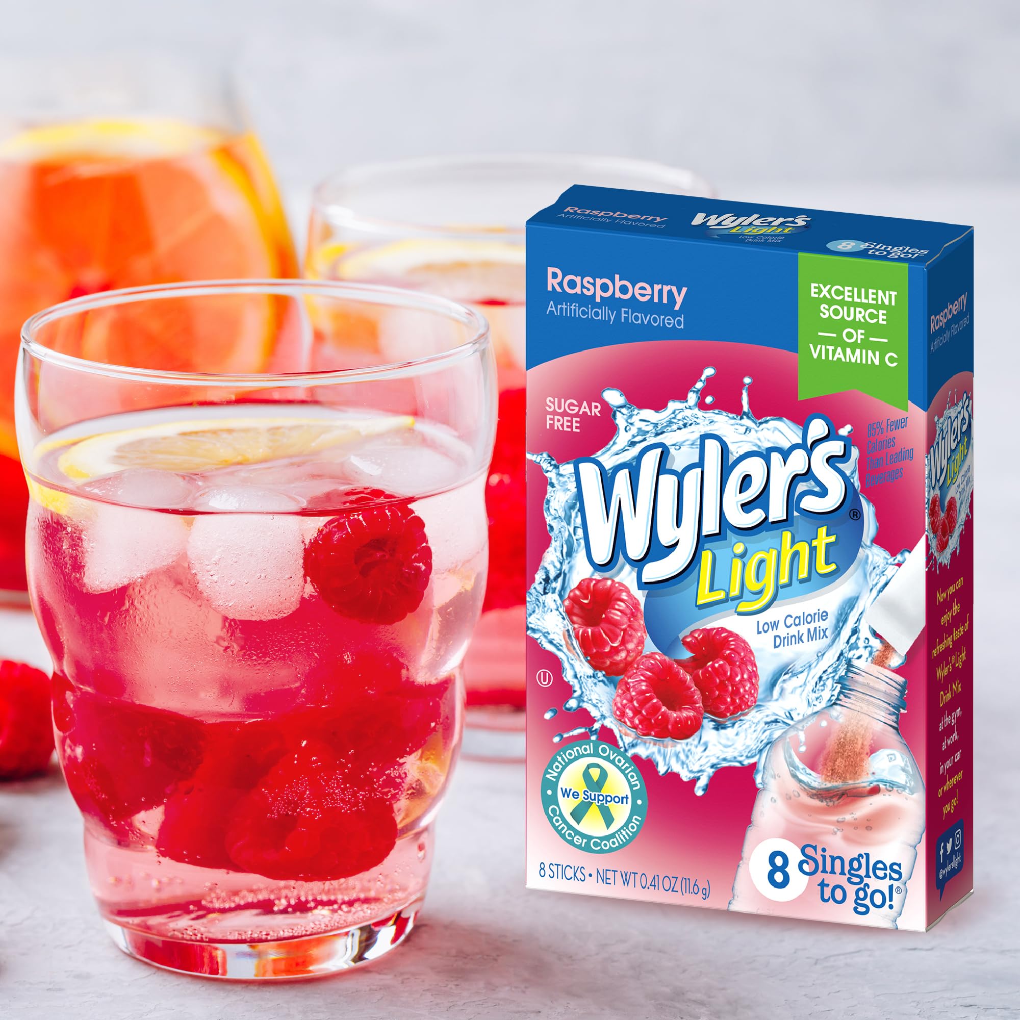 Wyler's Light Singles Water Drink Mix To Go Powder Packets, Raspberry, 8 Count