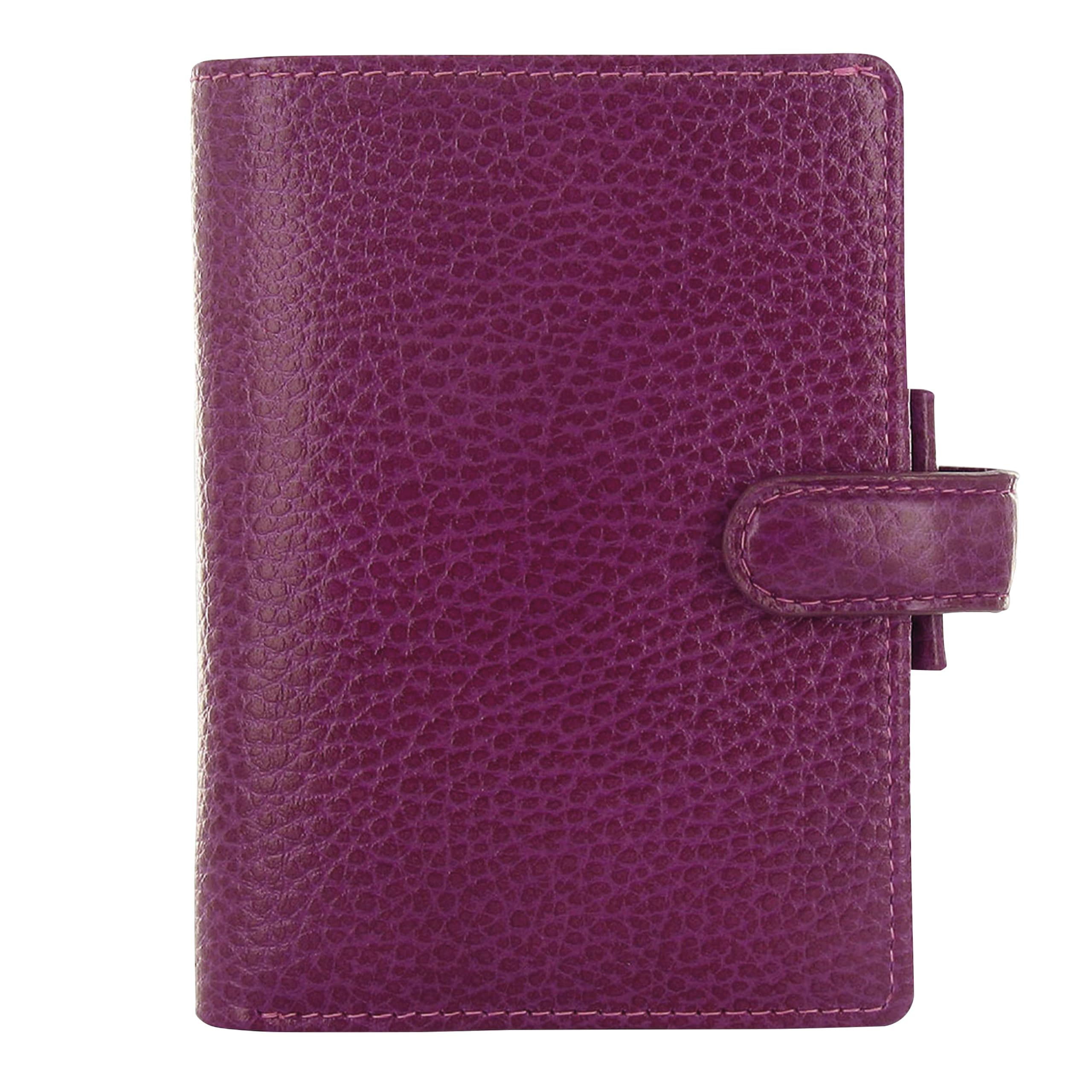 Filofax Finsbury Organizer, Mini Size, Raspberry - Traditional Grained Leather, Five Rings, Week-to-View Insert, Multilingual (C025398)
