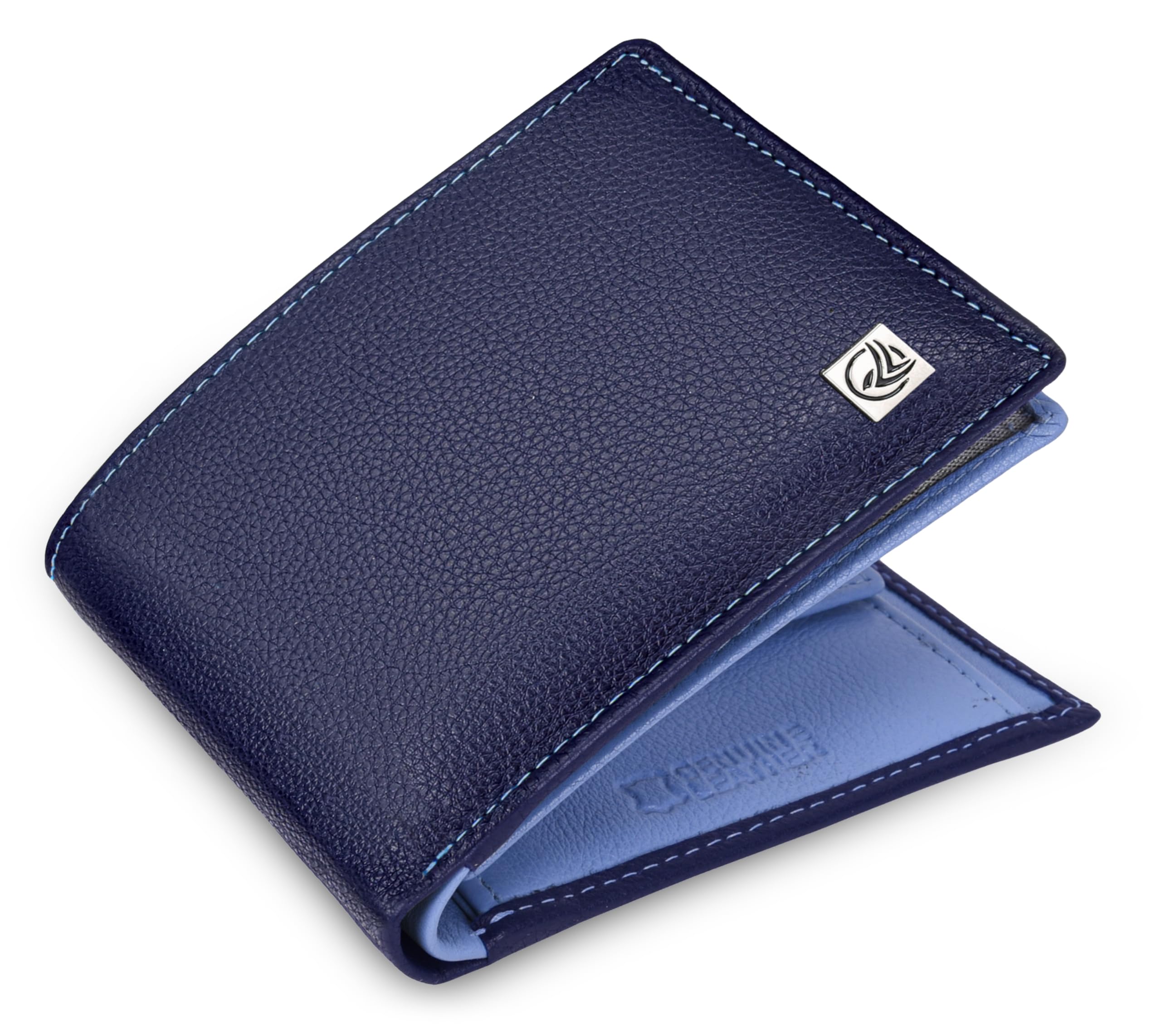 ANTONIO VALERIA Noah Blue/Light Blue Leather Wallet for Men