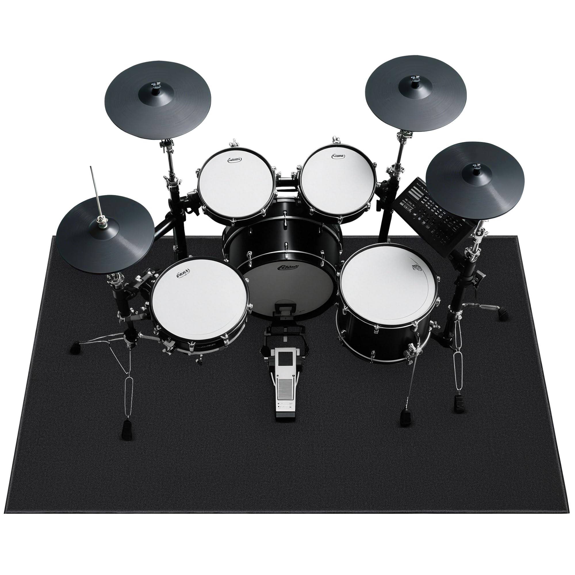 OUUTMEE Alfombra de batería de 120 x 180 cm, antideslizante, insonorizada, almohadilla de práctica electrónica profesional, para batería de jazz y otros instrumentos musicales (negro)