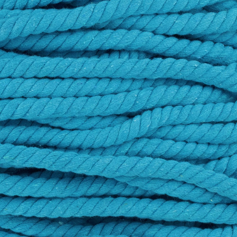 Natural Twisted Cotton Rope - Soft But Strong - Assorted Colors - 1/2 Inch Diameter (Cyan, 10 Feet)