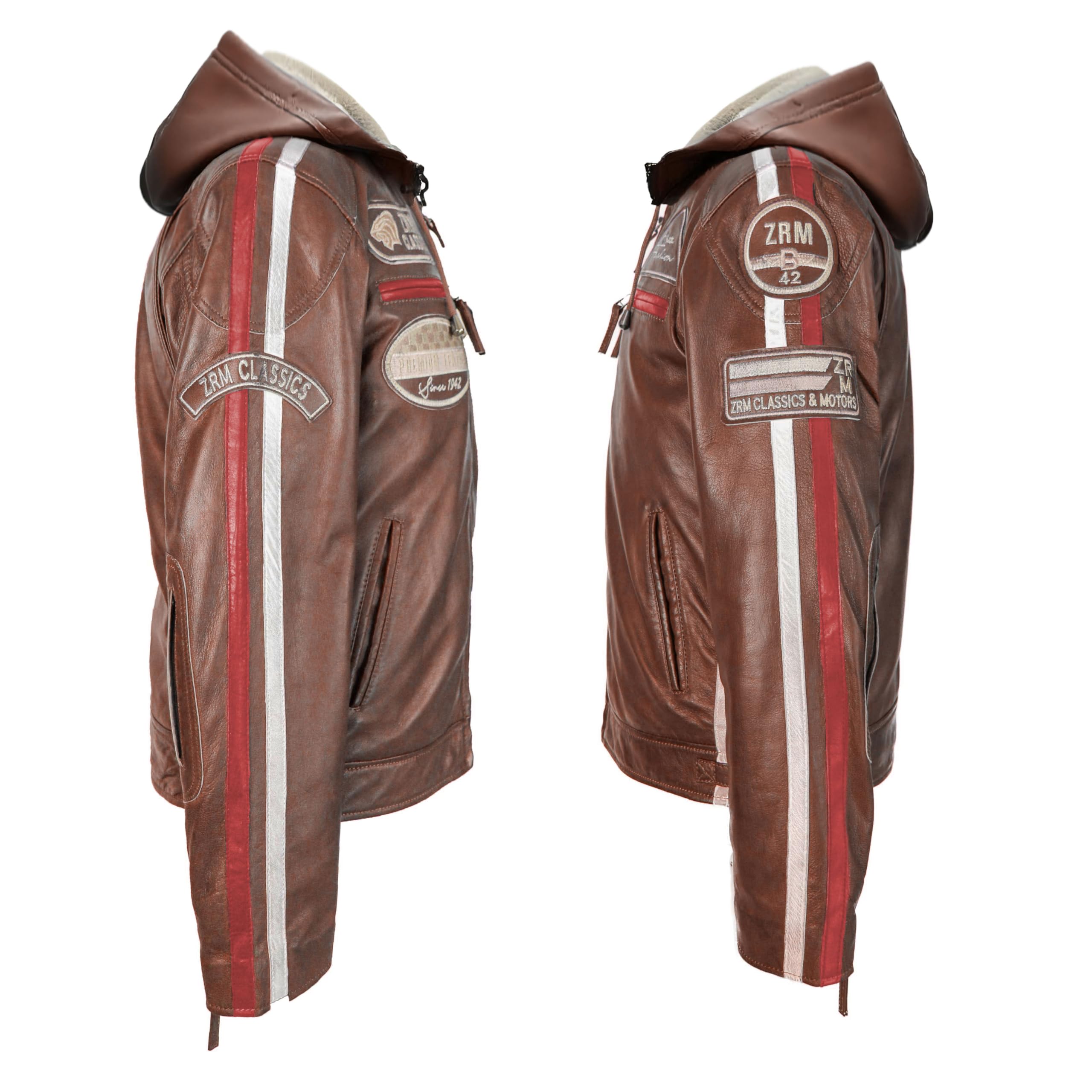 Zerimar Chaqueta Hombre de Cuero Genuino - Cazadora Motera Elegante para Hombre - Piel Resistente - Estilo Moto Clásico - Prenda Premium