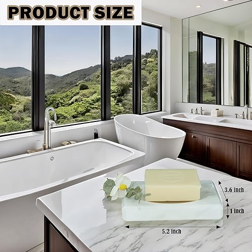 Miniatura 6 de Bandeja de jabón blanca con soporte para jabón de mármol, placa para baño, fregadero, cocina, encimera, dormitorio, tocador, accesorio de baño,