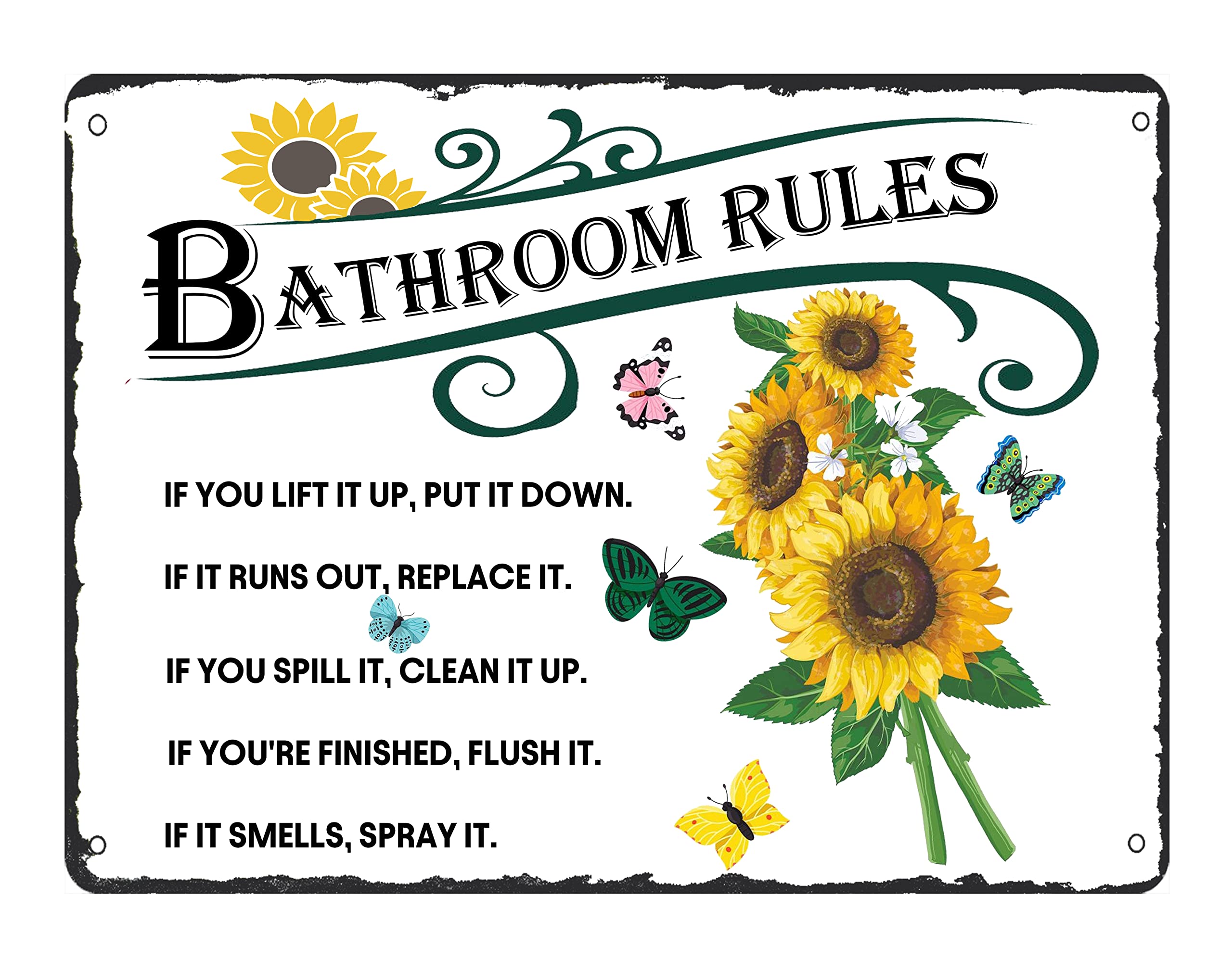 Preeklen Tin Sign 218 Retro Metal Bathroom Rules Sign, Vintage Decor, Funny Home Metal Sign, Wall Decor For Bars, Home, Restaurants, Cafes, Pubs - 6X8 Inch