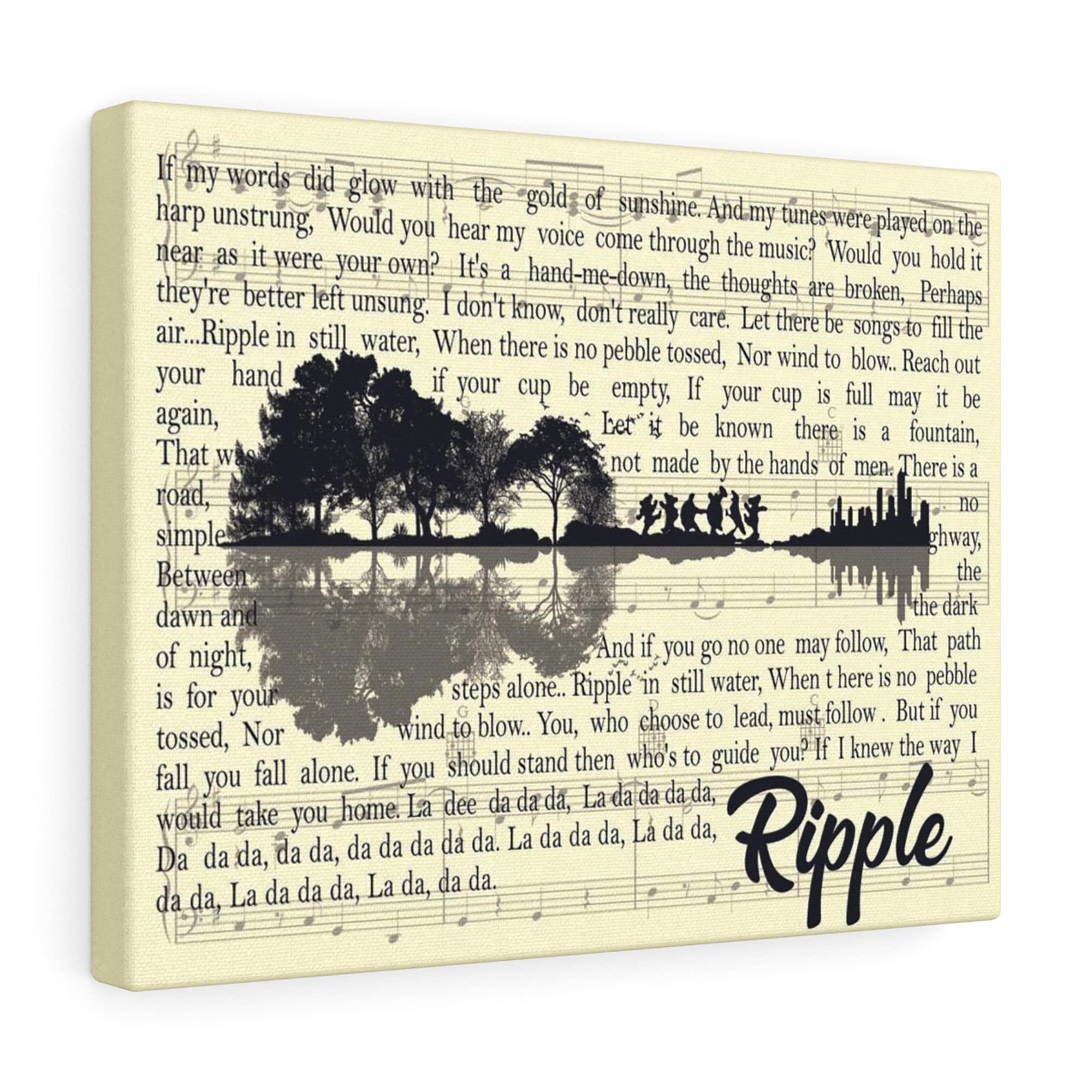 Amazon.com: The Grateful Dead Ripple 歌詞吉他粉絲海報印刷帆布牆藝術,裱框帆布畫廊包裝深度3.2 公分-  美國印製: The Grateful Dead: 居家與廚房