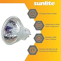 Vista 4 de Sunlite 40754 Bombilla halógena MR11 de 20° de punto estrecho, 20 vatios, 12 voltios, base de 2 pines (GU4), regulable, 100 CRI, vida útil de 2,000