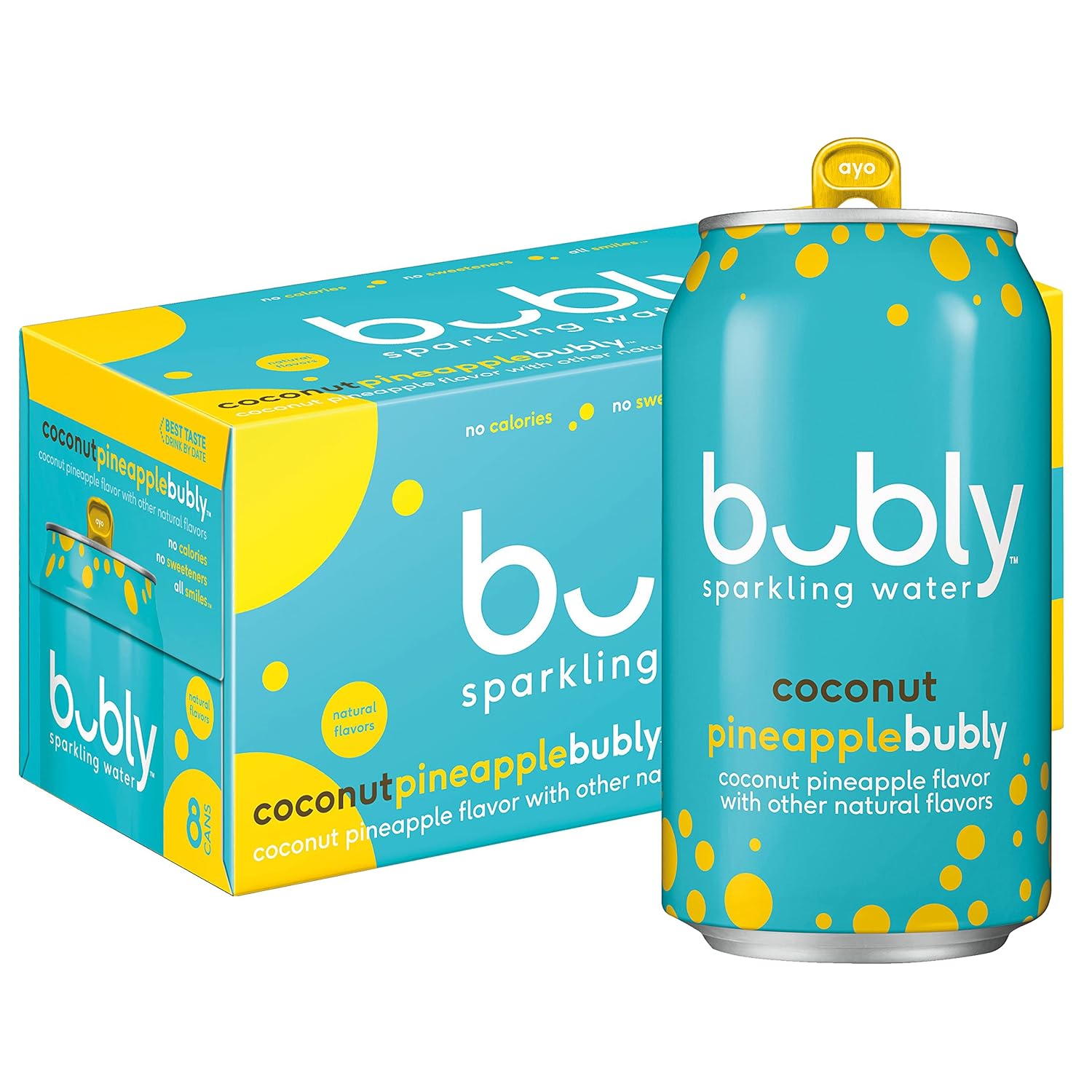 bubly Sparkling Water, Coconut Pineapple, 12oz Cans (8 Pack