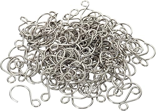 PATIKIL Gancho para cortina en forma de S, paquete de 160 ganchos de acero inoxidable de 0.315 pulgadas de ancho abierto para adornos, candelabros,