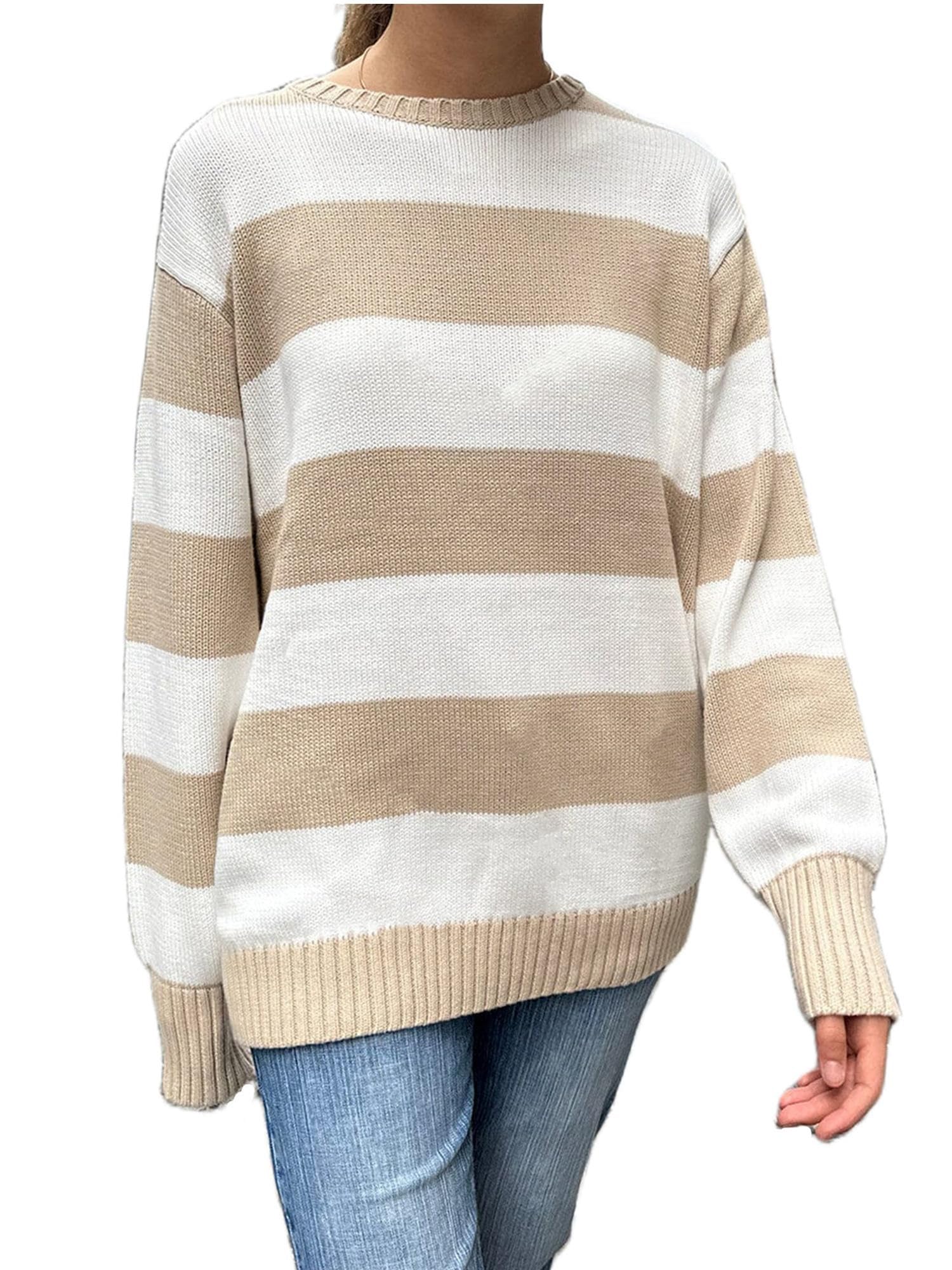 Women's Y2K Striped Sweater Vintage Knit Jumpers Oversized Long Sleeve Pullover Tops Preppy Style Knitwear 90S E-Girl Aesthetics Streetwear Winter