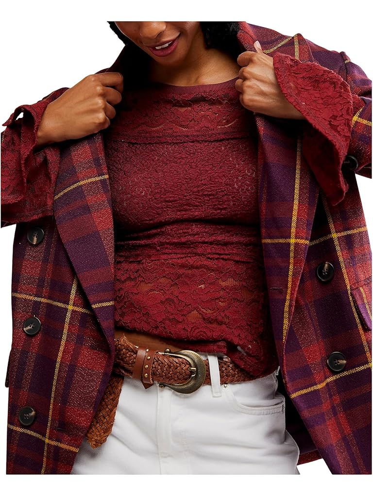 Mahogany Free People Lace Layering Long Sleeve