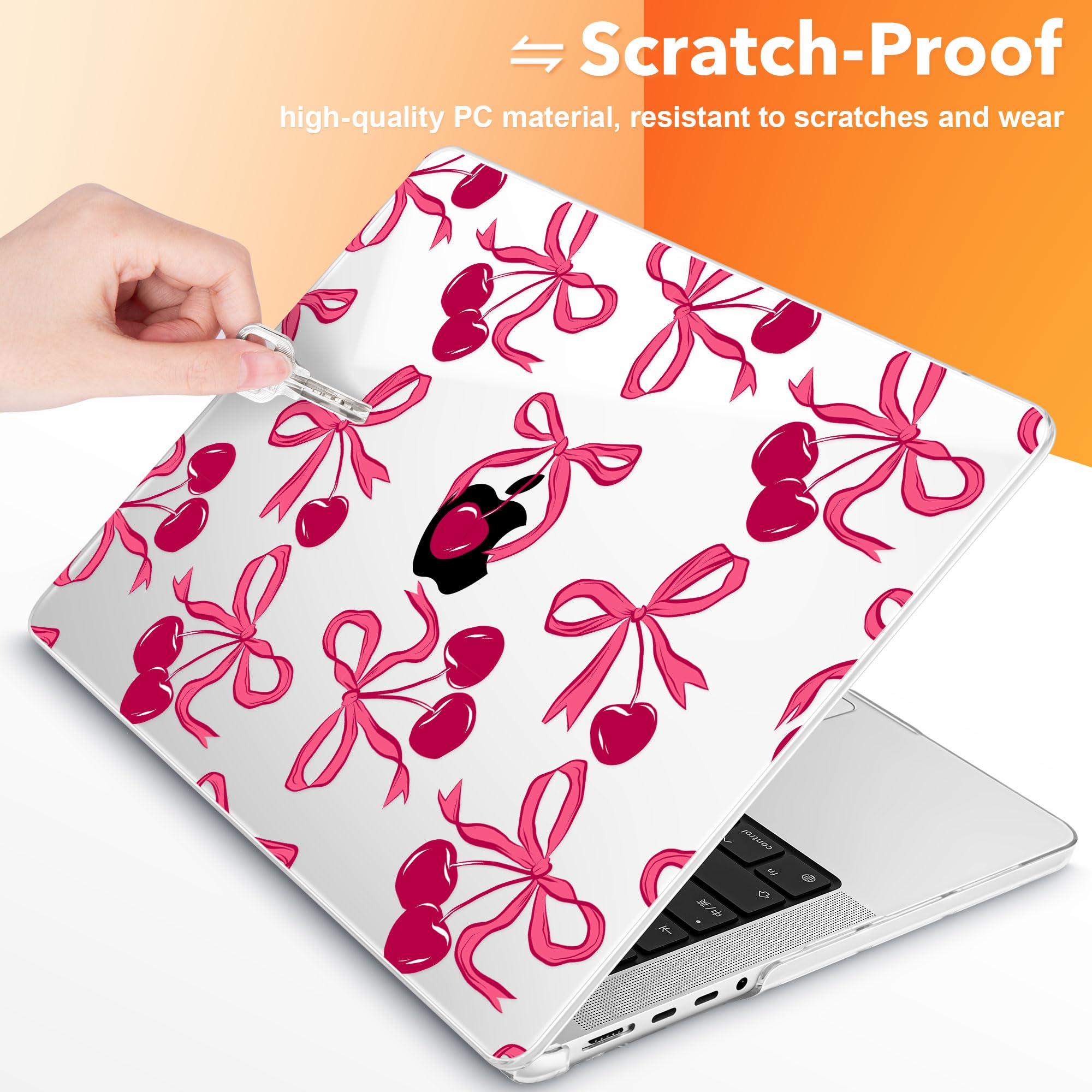 Compatibile con M4 MacBook Pro 16 pollici Case 2024 (A3403 A3186) 2023 (M3 A2991 M2 A2780) 2021 (M1 A2485) Pro/Max, cover rigida in plastica per Mac Pro 16, fiocchi e ciliegie