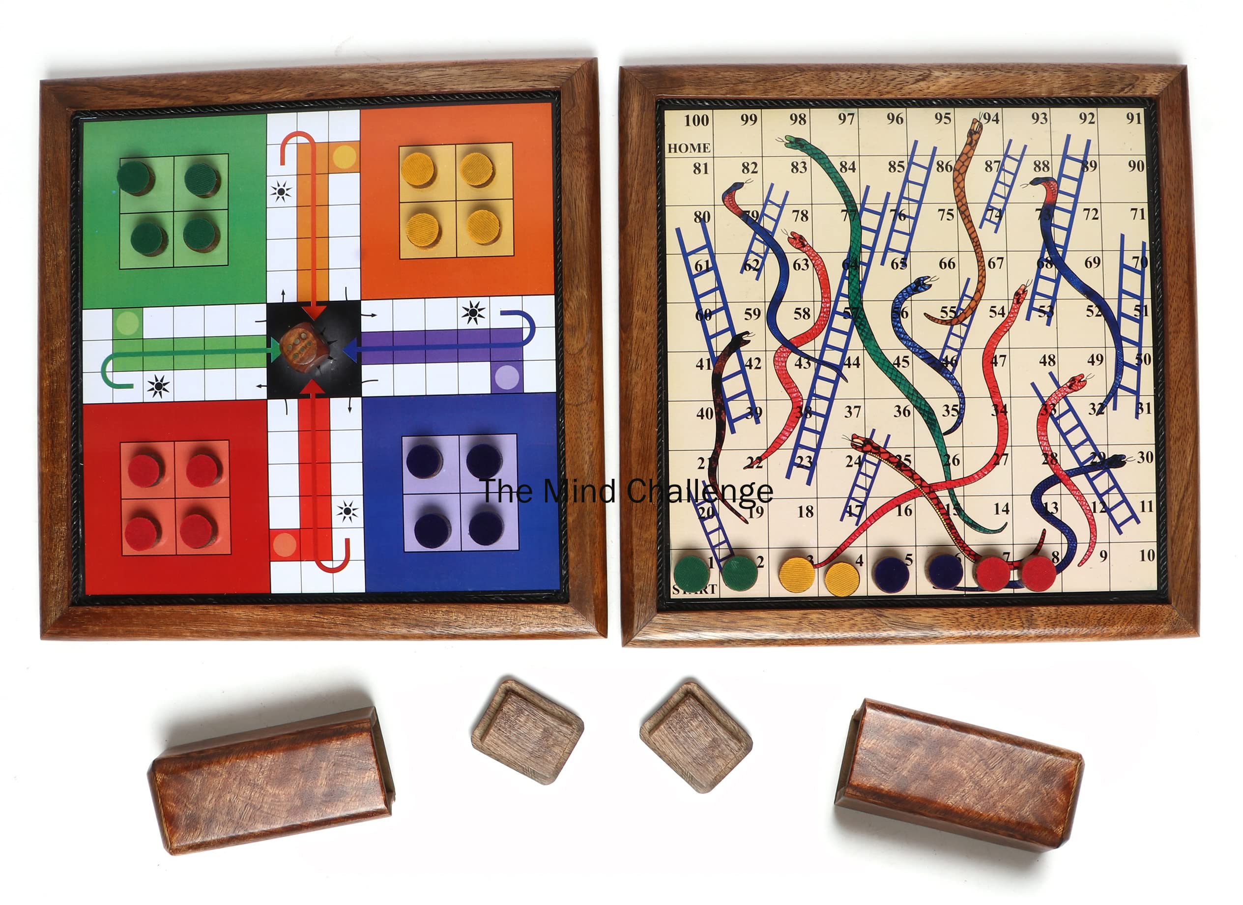 The Mind Challenge Wooden Magnetic Ludo Snakes and Ladders Travel Board Game (Ludo and Snake&Ladders) (1+1 Tray Small) (B08HN9H125) Amazon Price History, Amazon Price Tracker