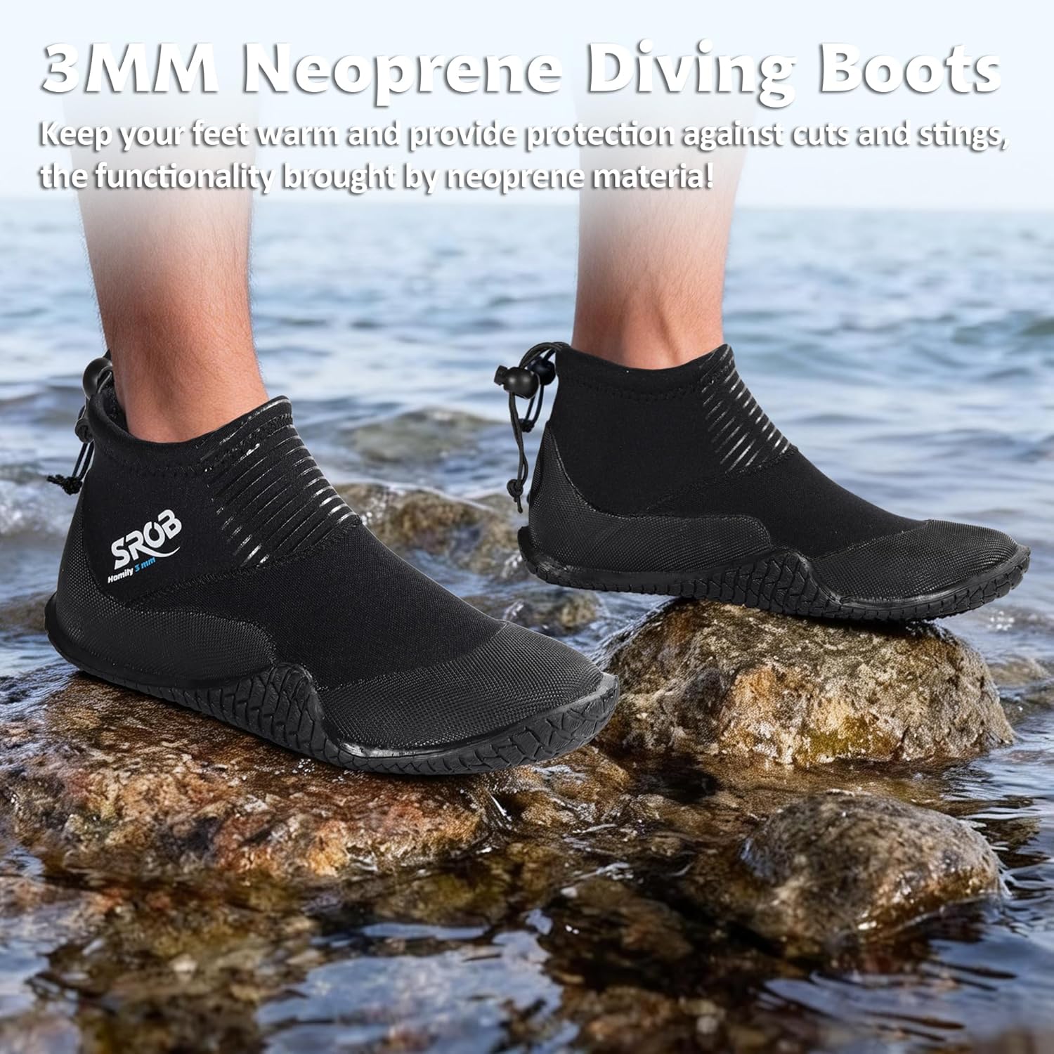Neoprene Dive Boots 3mm with Premium Anti-Slip Rubber Sole Wetsuit for Men Women,Water Fin Sailing Shoes for Water Sports Scuba Diving Surf Snorkeling Kayaking - Image 5