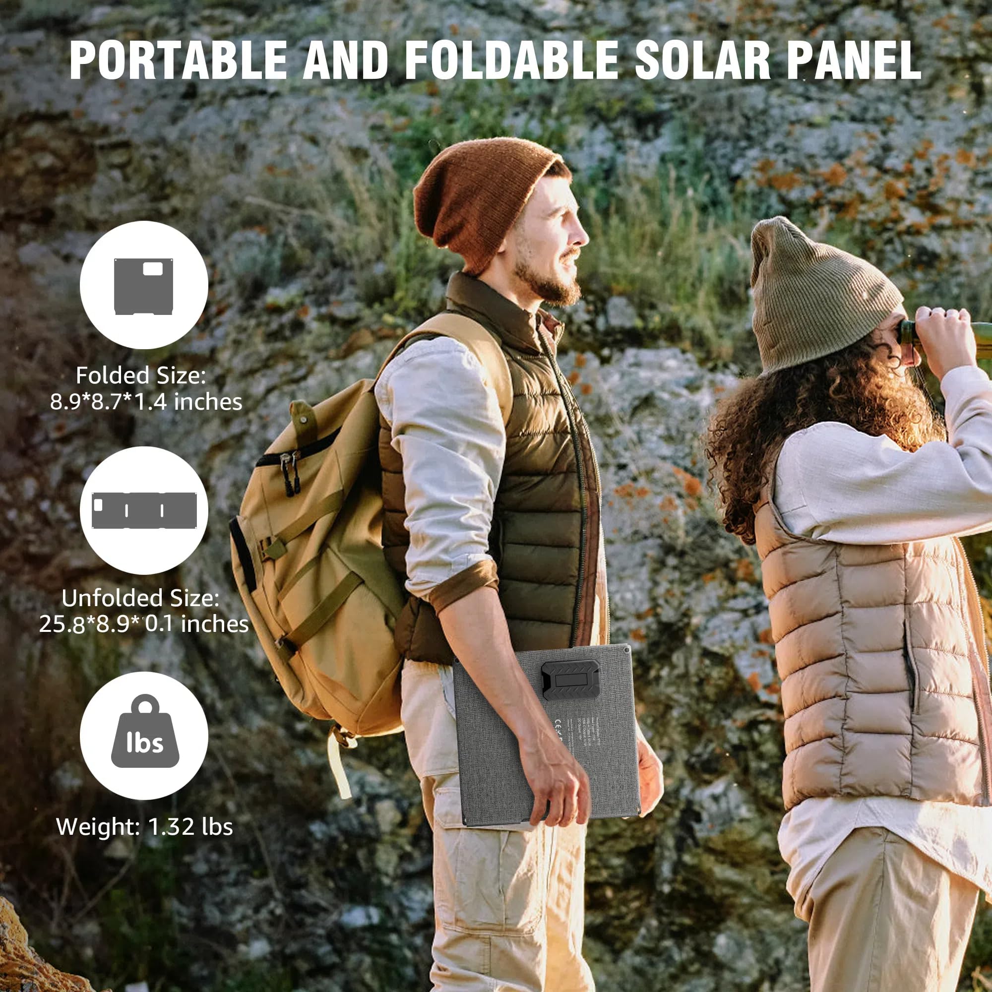 Portable Solar Power Bank With AC Outlet 65W 110V External Battery Pack, 23400mAh Portable Laptop Charger With Foldable Solar Panel 30W For Outdoor Smart Device Camping Hiking Trip Off Grid Backup - View #10