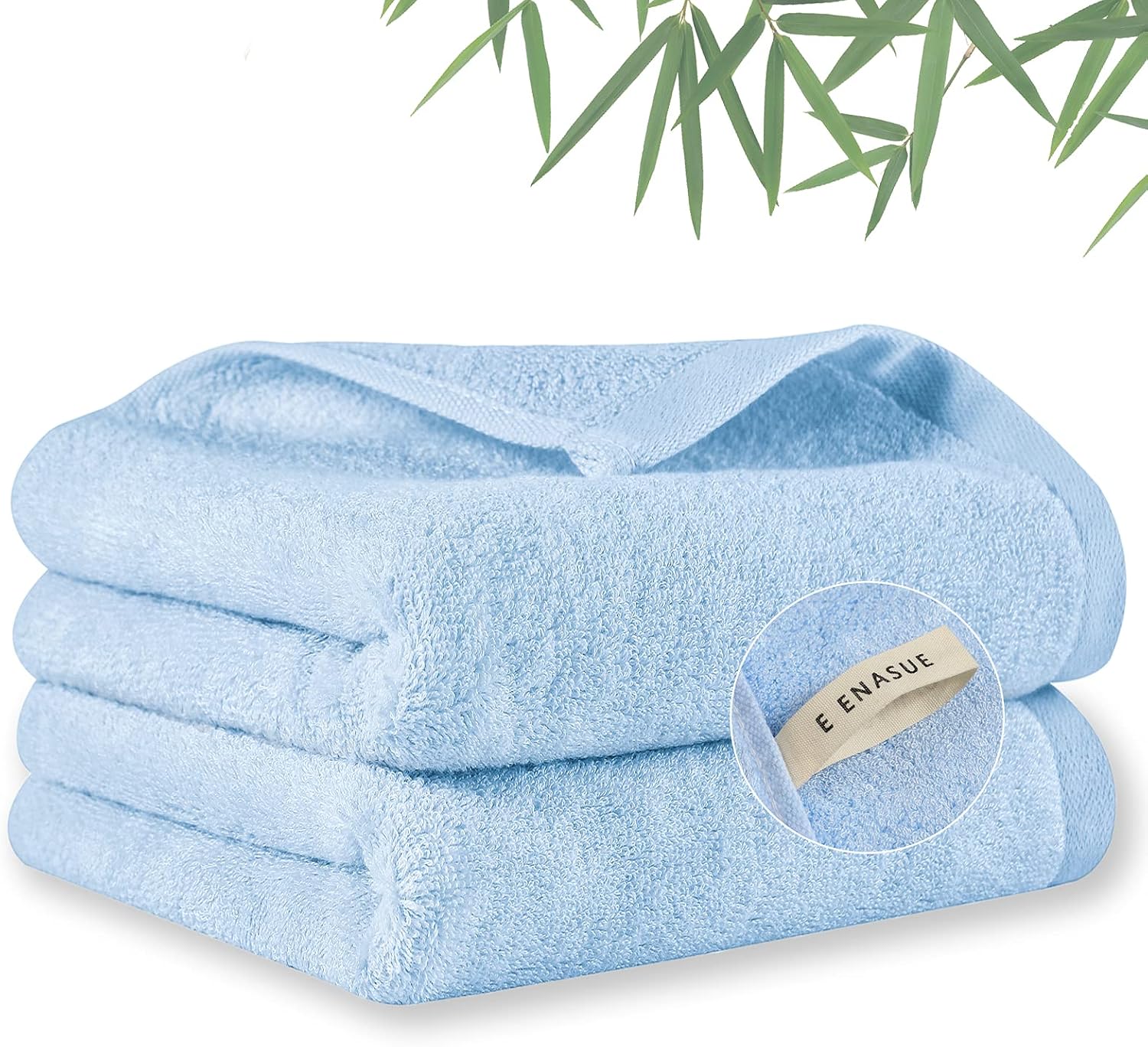 ENASUE Hand Towels with Bamboo Fiber - Bath Hand Towels with Hanging Ring Design Set of 2 Soft & Highly Absorbent for Bathroom