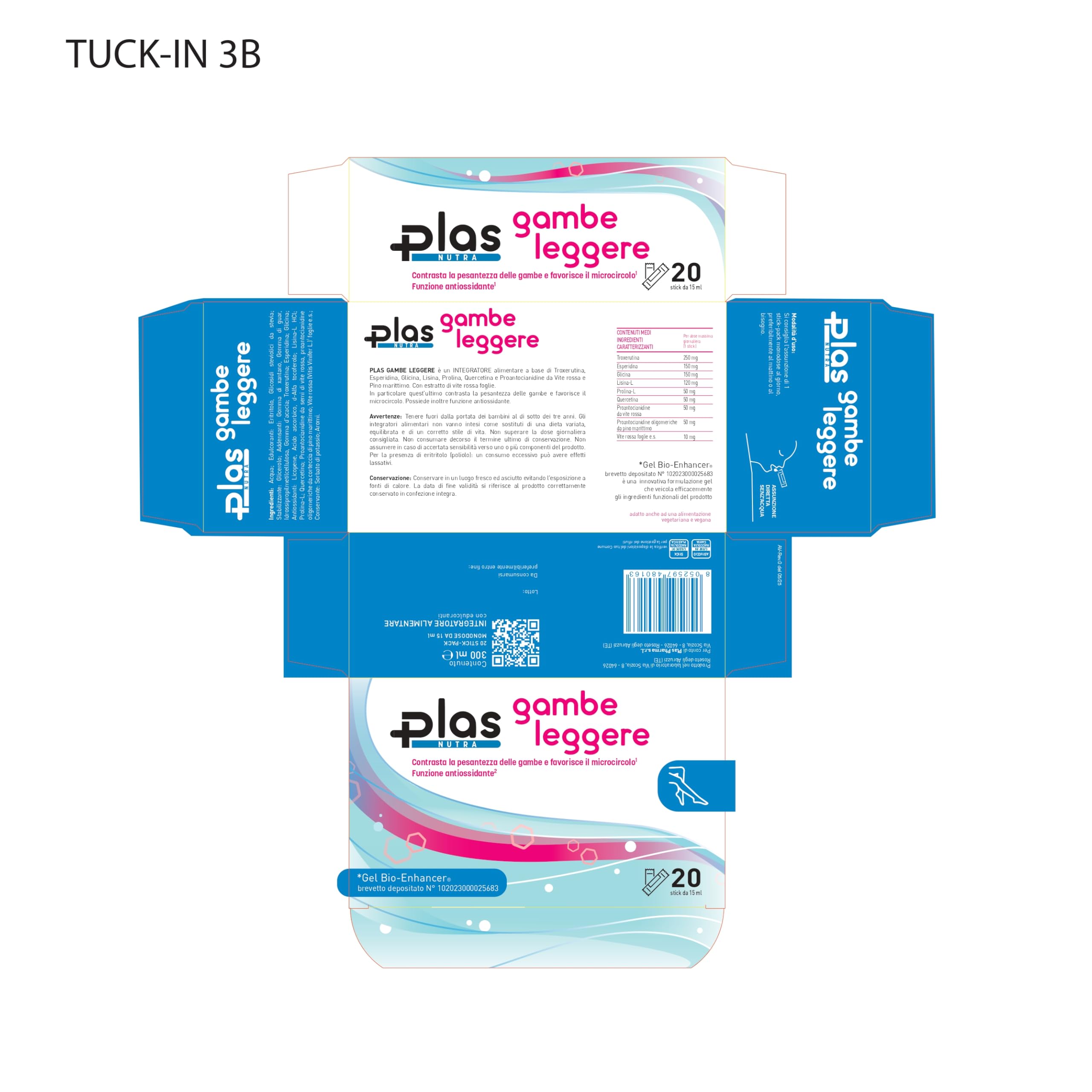 Plas Pharma® Gambe Leggere - Integratore Drenante Forte per Ritenzione Idrica Vene Varicose Capillari Microcircolo e Circolazione Gambe con 20 Stick Gel da 15 ml - Made in Italy