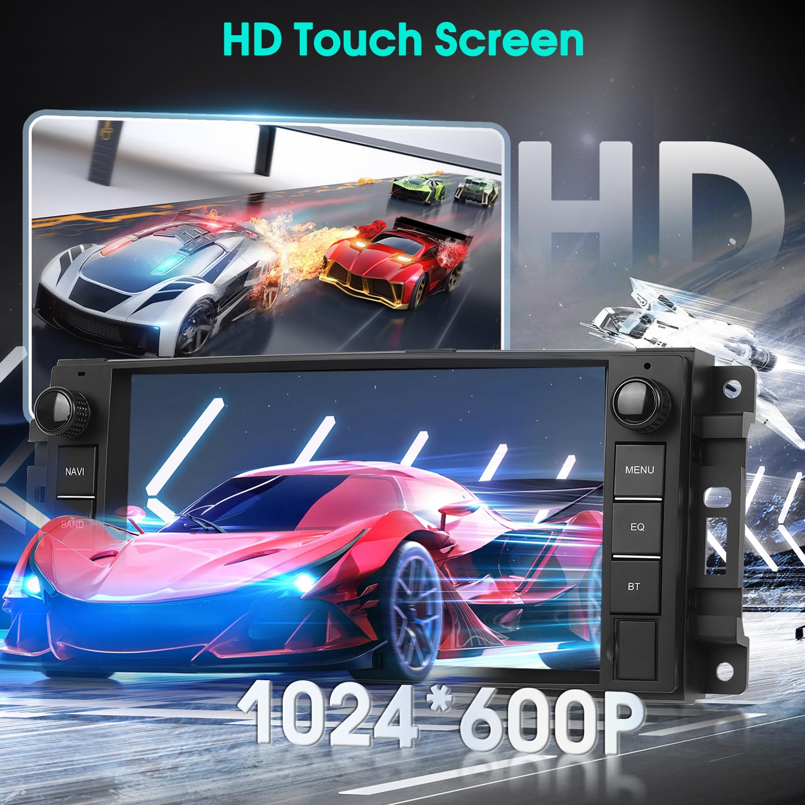 Autoradio für Epica Sebring 300C Jeep Patriot Dodge Challenger, 7'' Radio Stereo Android 15 Carplay Android Auto Radio 2G+64G, DAB+ OBD2, EQ, GPS, WLAN, 720P AHD Rückfahrkamera, Mikrofon