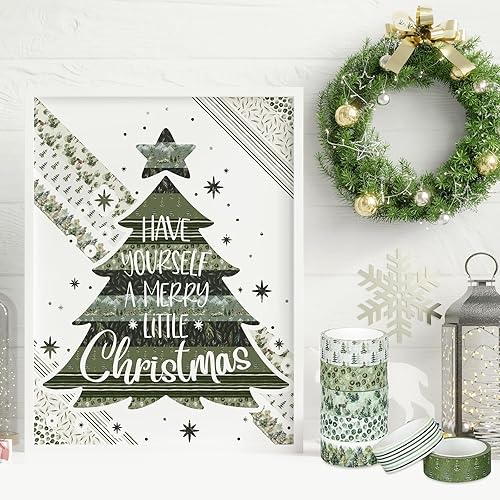 Miniatura 6 de Whaline 12 rollos de cinta washi con temática forestal de acuarela, bosque, cinta decorativa de árbol verde, cinta adhesiva para cumpleaños,