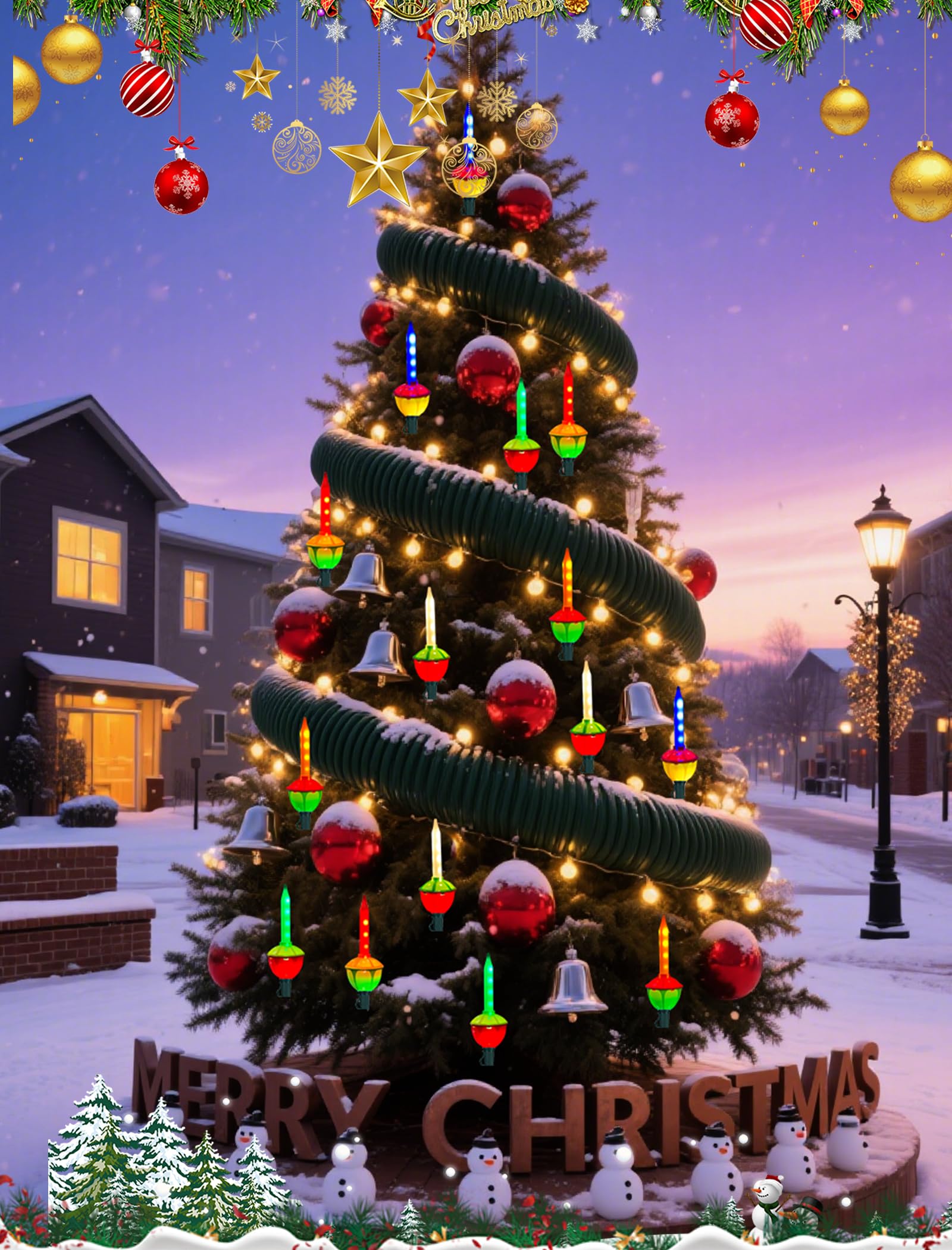 Vintage Christmas Bubble Lights, 7.5Ft Outdoor Colorful Christmas