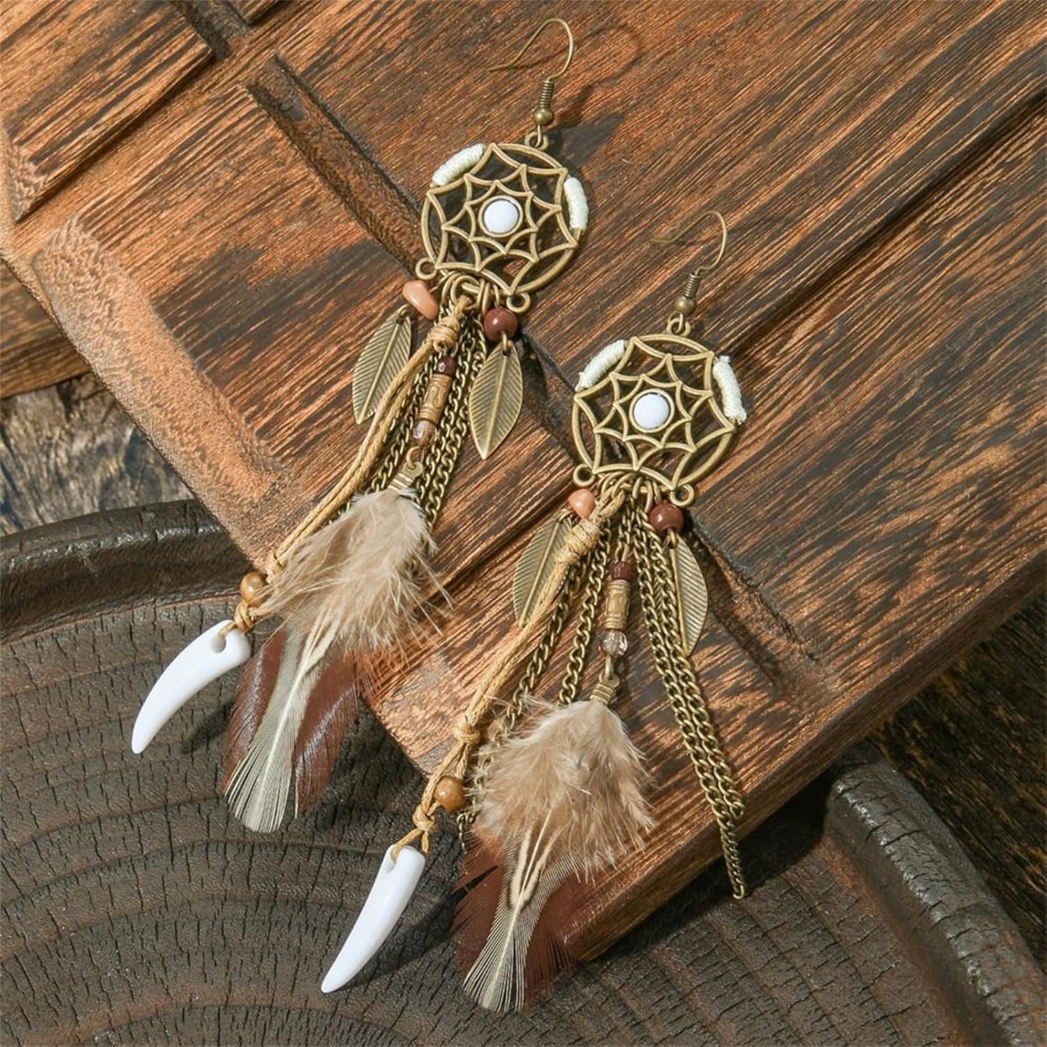MALOYANVE Feather Earrings Multi piece Set For Women Dream Catcher Bohemian Fringe Tassel Long Drop Dangle Earrings Set With Fashion Accessories For Wedding Party Jewelry Gifts - Image 5