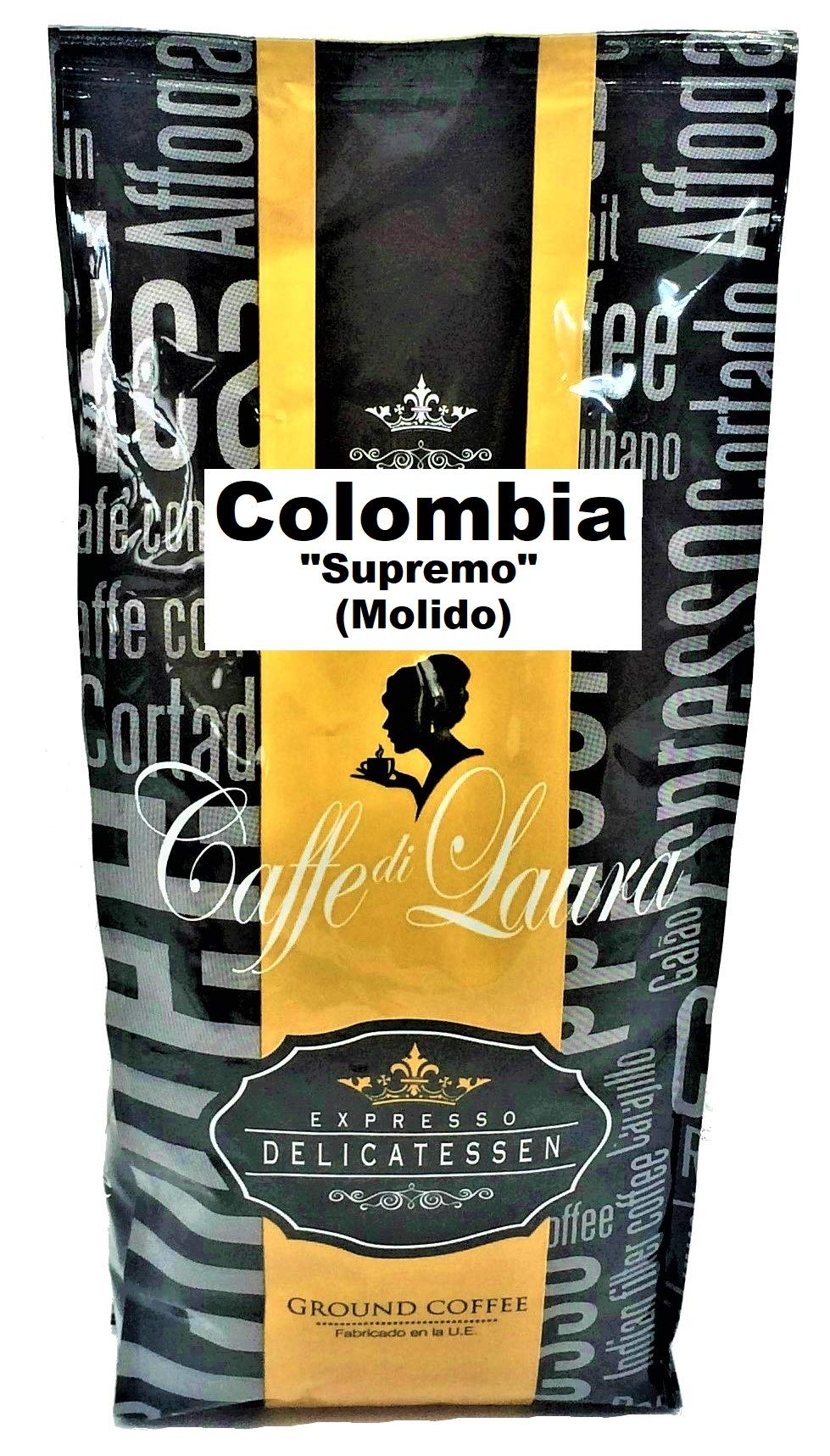 Café Selección Gourmet " Caffe di Laura. Colombia " Supremo ". En Grano o Molido. Presentación en Lata o en Bolsa. (Colombia "Supremo", MOLIDO, en bolsa., 5 x 1 Kg.)