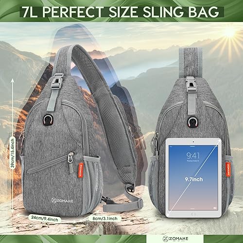 Miniatura 4 de ZOMAKE Bolso bandolera,Mochila cruzada pequeña,Mochila de hombro resistente al agua para viajes,Bolsa de pecho antirladrón para senderismo, negro,