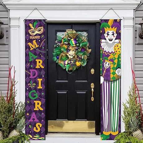 Mardi Gras Door Banner Porch Signs Decoration