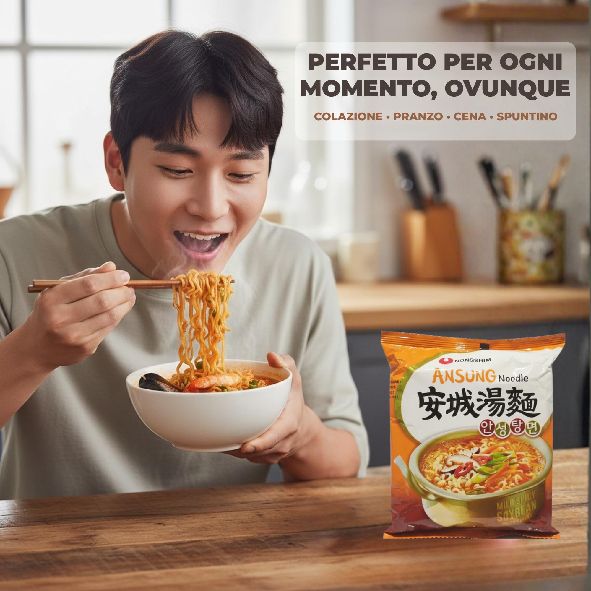 Hu Taste Kit Ramen Coreano 12 Pack - Mix Noodles Istantanei Assortiti: Classico, Piccante, Mare, Veggie, Crema e Pasta Scura - Box Cibo Asiatico Pronto - Set Noodles Ramen Spicy e Gusti Orientali