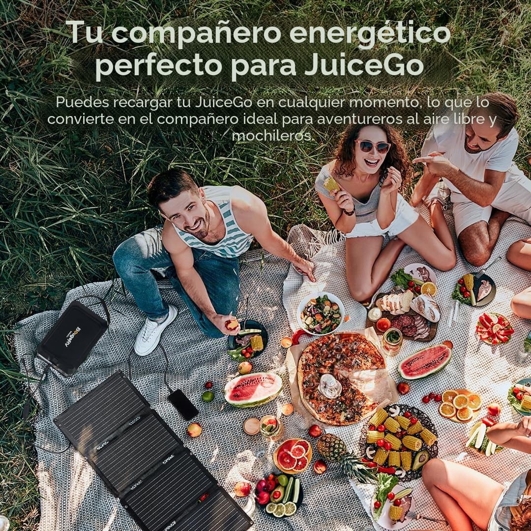 BougeRV Panel solar plegable 50W, fibra de vidrio 270°, 0,8 kg, módulo solar con salidas DC/USB-C/USB-A, panel solar portátil con mosquetón, compatible con celular, tableta, pequeña central eléctrica