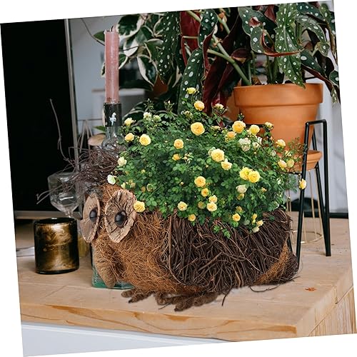 Miniatura 9 de GANAZONO Cesta de flores de búho, maceta de pared de ratán, maceta suculenta de búho, cesta en forma de búho, maceta vertical de fibra de coco,