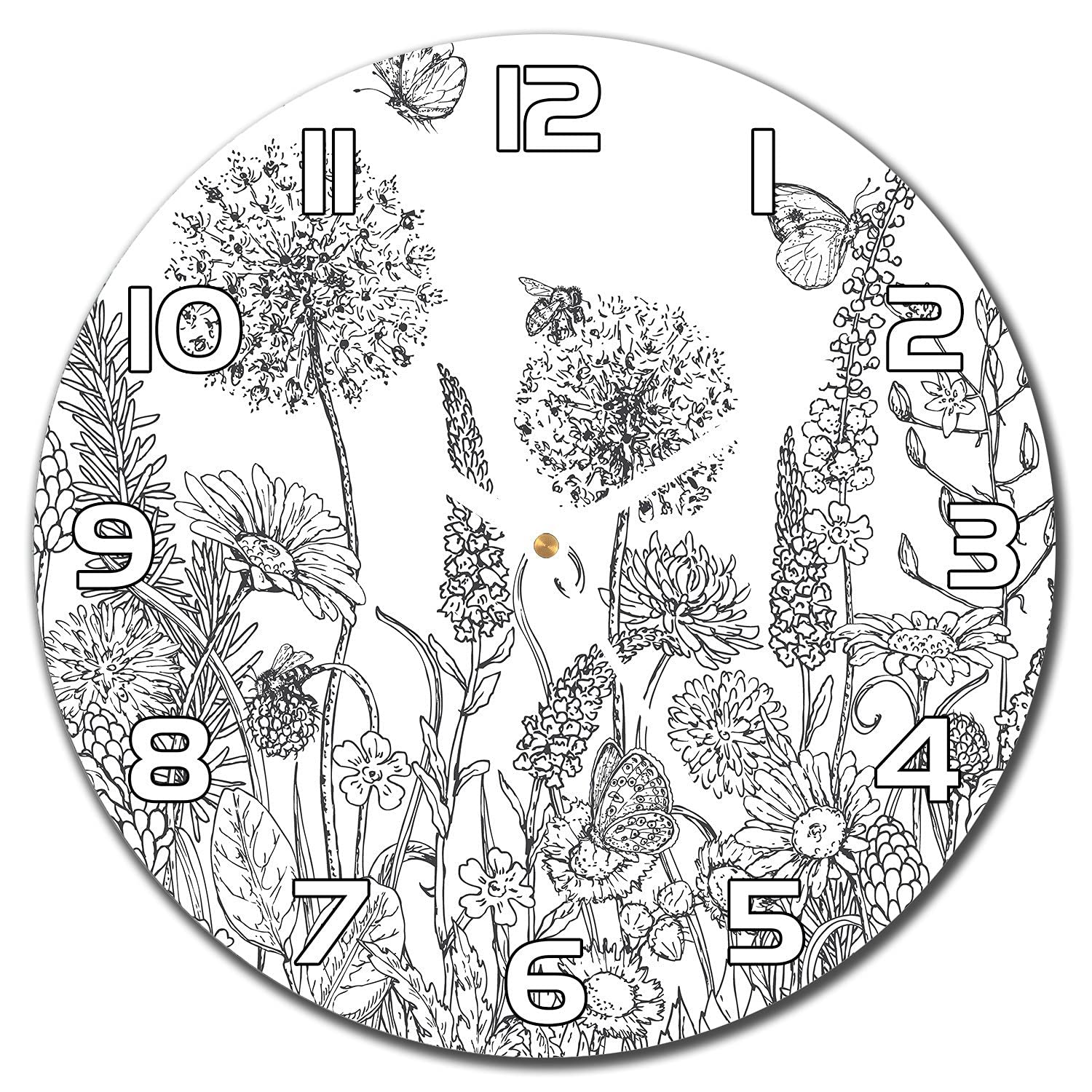 Horloge en verre fleurs et ustensiles pour un intérieur apaisant
