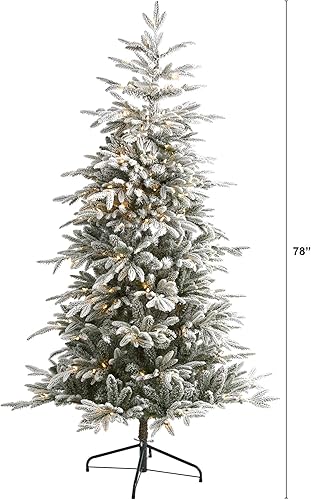 Miniatura 2 de Nearly Natural Árbol de Navidad artificial de abeto de Manchester de 6.5 pies con 300 luces y 781 ramas flexibles