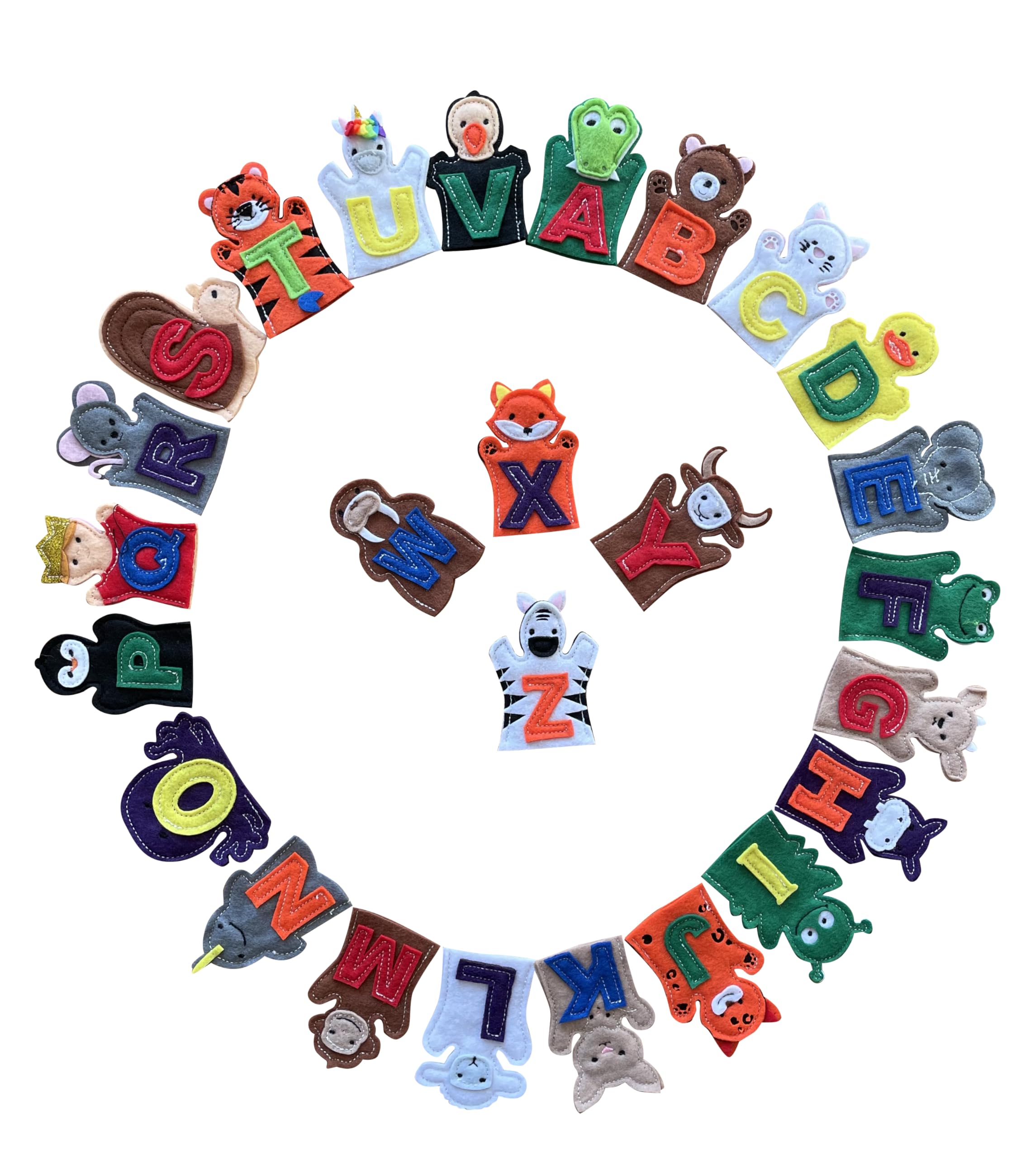 26 Alphabet Finger Puppets Set for Toddlers, Preschoolers, Kindergarten Children