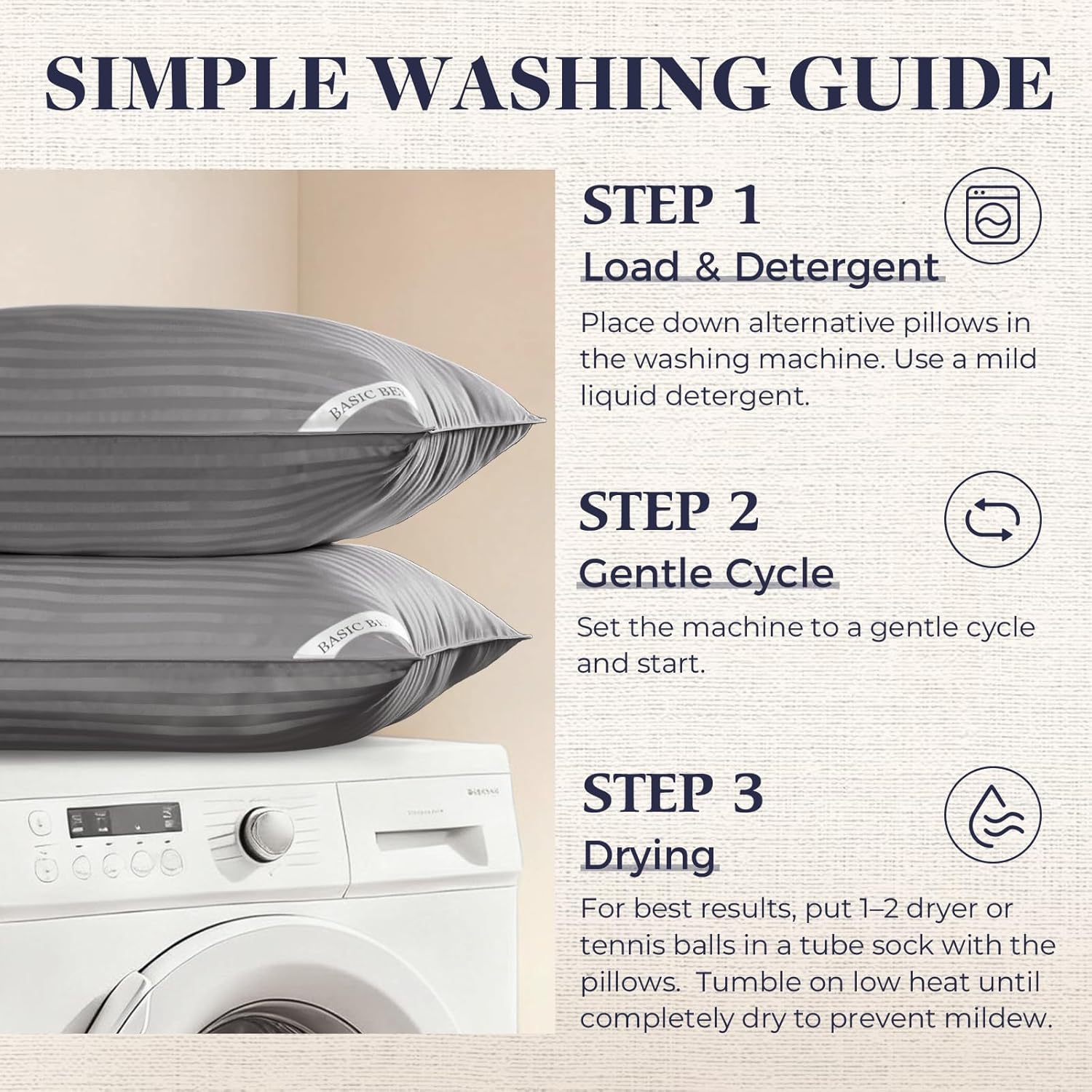 Basic Beyond King Size Pillows for Sleeping - Soft Down Alternative Pillows Luxury Hotel Collection Bed Pillows Set of 2, Grey, 20x36 Inches - Image 9