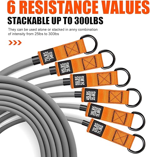 Miniatura 6 de HPYGN Heavy Resistance Bands, 300LBS Exercise Bands for Working Out, Fitness Bands with Handles, Workout Bands for Men, Weight Bands Set for Muscle