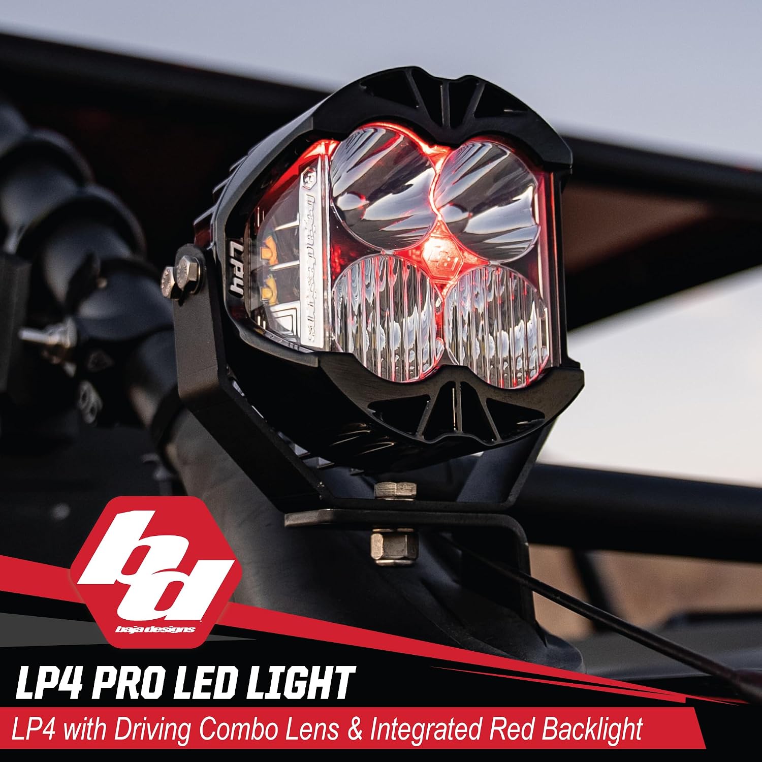 Baja Designs LP4 Pro LED Light Pod with Backlight - Universal Fit, Lifetime Protection (Driving/Combo; Red)