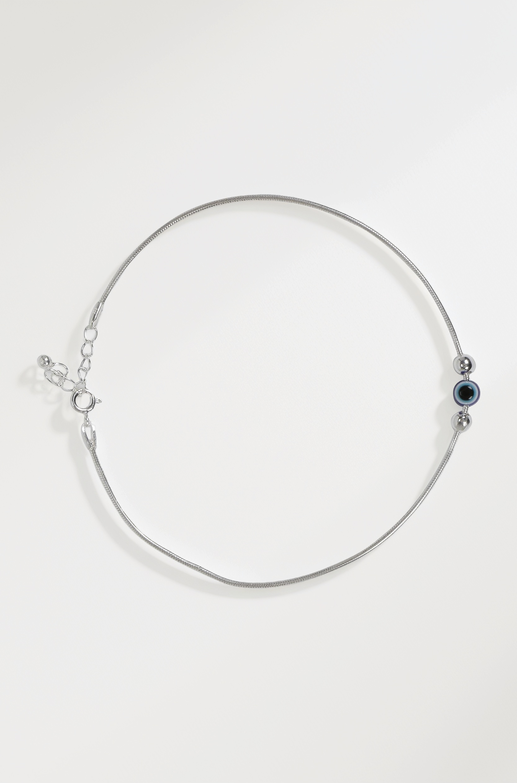 NEMICHAND JEWELS Pure 925 Silver Evil Eye Ball Anklet Payal for Women (1PC) (10 inch + extention)