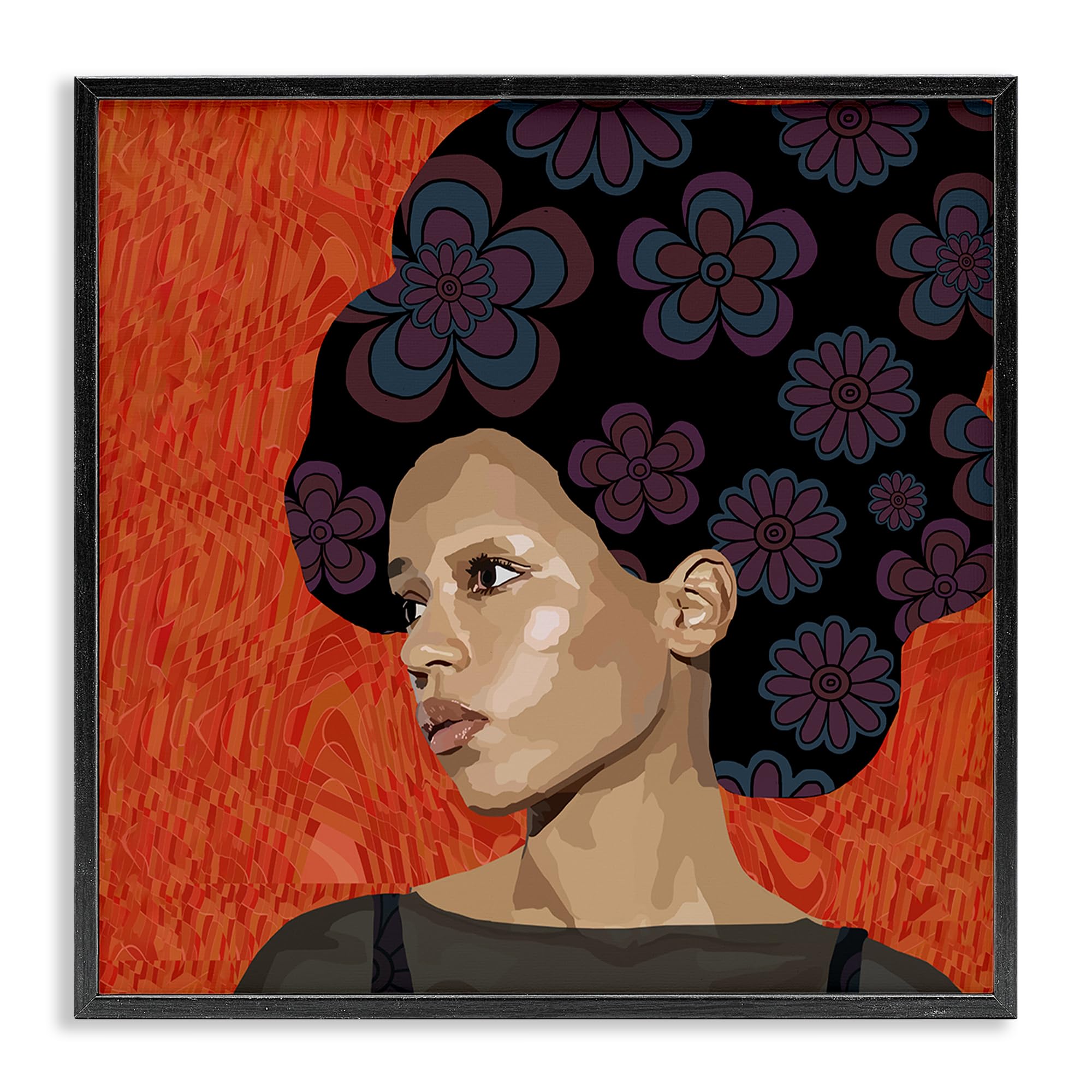 Stupell Industries Midnight Black (Textured) 'Portrait Of A Dreamer'| Framed Giclee Art