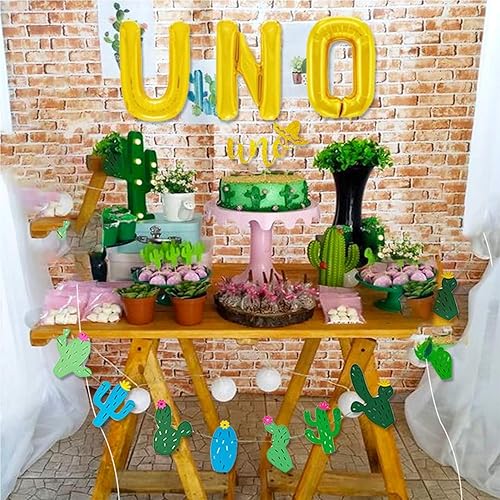 Miniatura 3 de Uno - Decoraciones para la primera fiesta, fiesta de primer cumpleaños, decoraciones con uno globo, decoración de pastel, pancarta, globos de cactus