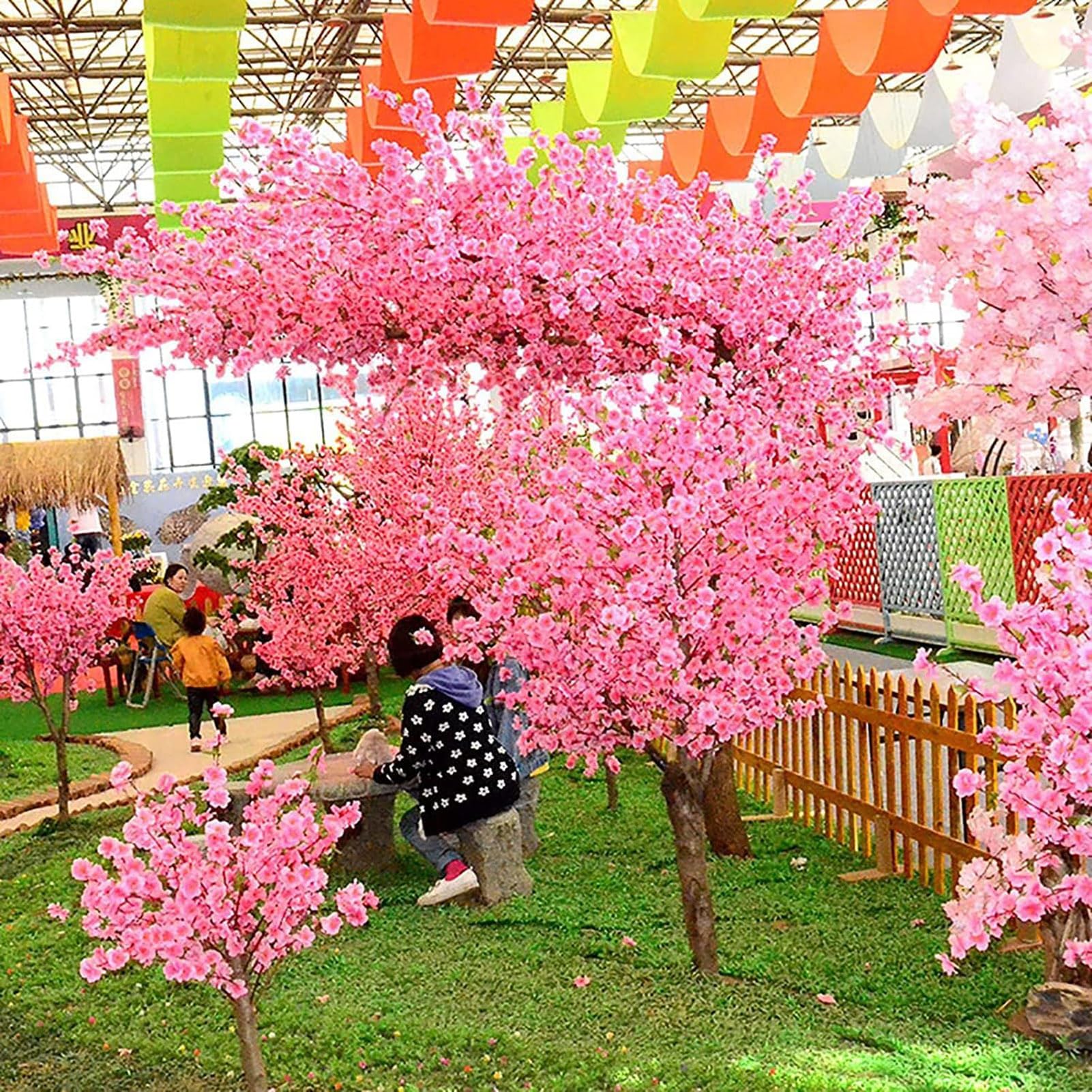 Cerezos en flor artificiales Champagne Cerezo en flor Arco rosa falsa flor de Sakura Indoor Fiesta de oficina en casa al aire libre,2X2M