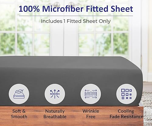 Miniatura 3 de Royale Linens - Sábana bajera tamaño California King, calidad de hotel cepillada 1800, ultrasuave, resistente a arrugas y decoloración, bolsillo