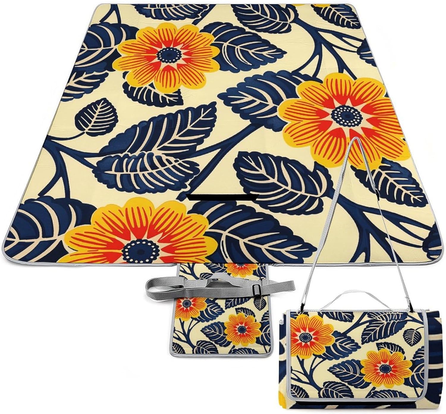 Outdoor Picnic Blanket Extra Large Beach Blanket Waterproof Picnic Mat African Art Print Camping Blanket Portable with Carry Strap Park Blanket for Grass Camping Park