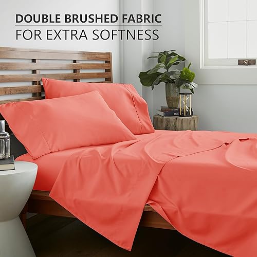 Miniatura 2 de American Home Collection Juego de sábanas de 4 piezas tamaño King, microfibra extrasuave, transpirable, resistente a las arrugas y a la