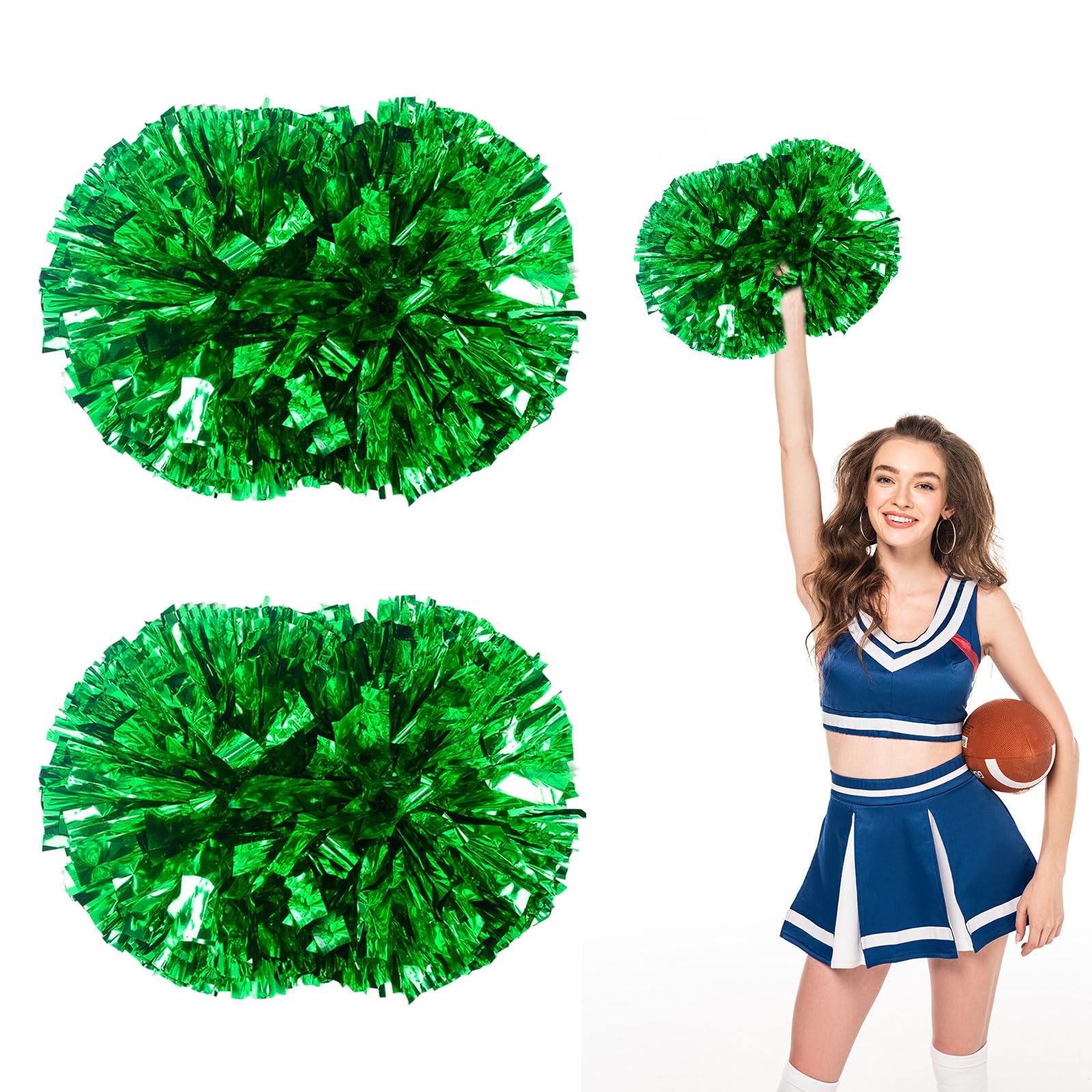 Pompony Cheer 26 szt. z uchwytem, ręczne pompony drużynowe cheerleaderek do drużyny sportowej, gier duchowych, na imprezę taneczną dla dorosłych (zielone)