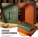 Ovesmusl Le cuir D Bague Binder convient 8.5"x11" Lettre size Paper, 2 1 cm EZD Reliures à anneaux 550 Feuilles, paillasson Couverture de papier organisateur de feuilles mobiles avec poches intérieures, arbre vert