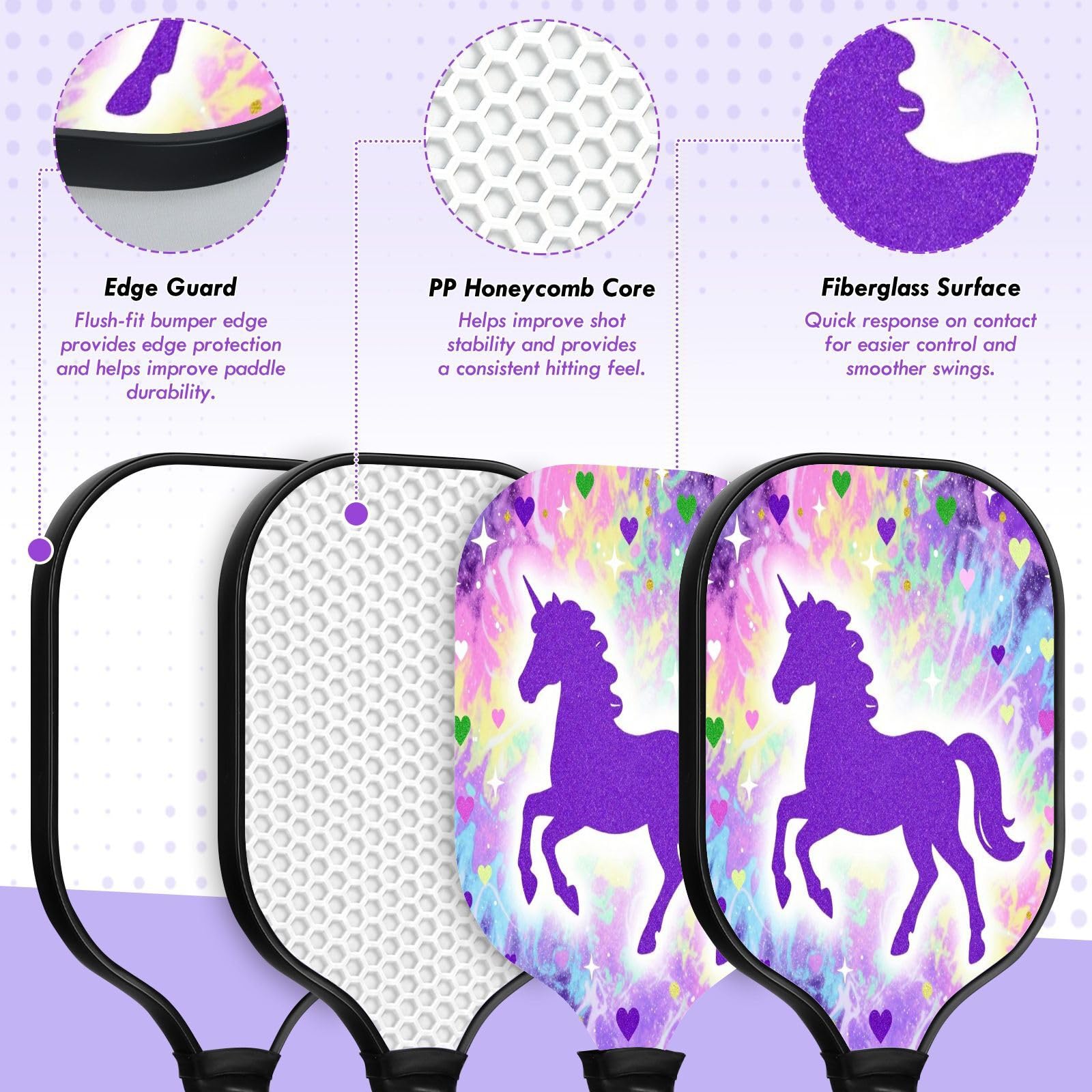 Nebula Purple Equine Layout Textured Carbon Pickleball Paddle